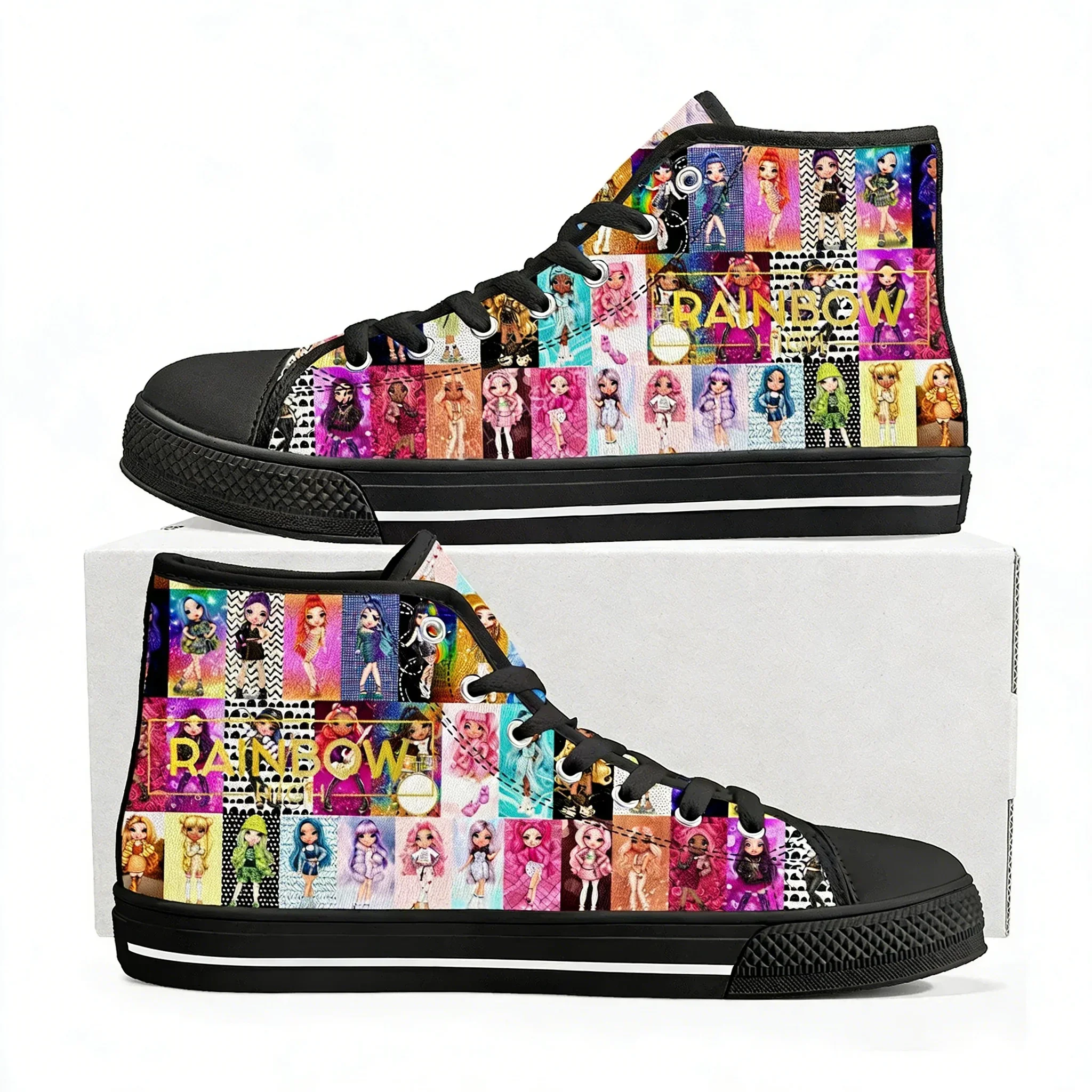 Кроссовки Rainbow High Girls High Top для мужчин и женщин, высококачественные кеды из канваса, повседневная обувь с аниме-принтом, изготовленная на заказ
Кроссовки Rainbow High Girls High Top для мужчин и женщин, высококачественные кеды из канваса, повседневная обувь с аниме-принтом, изготовленная на заказ