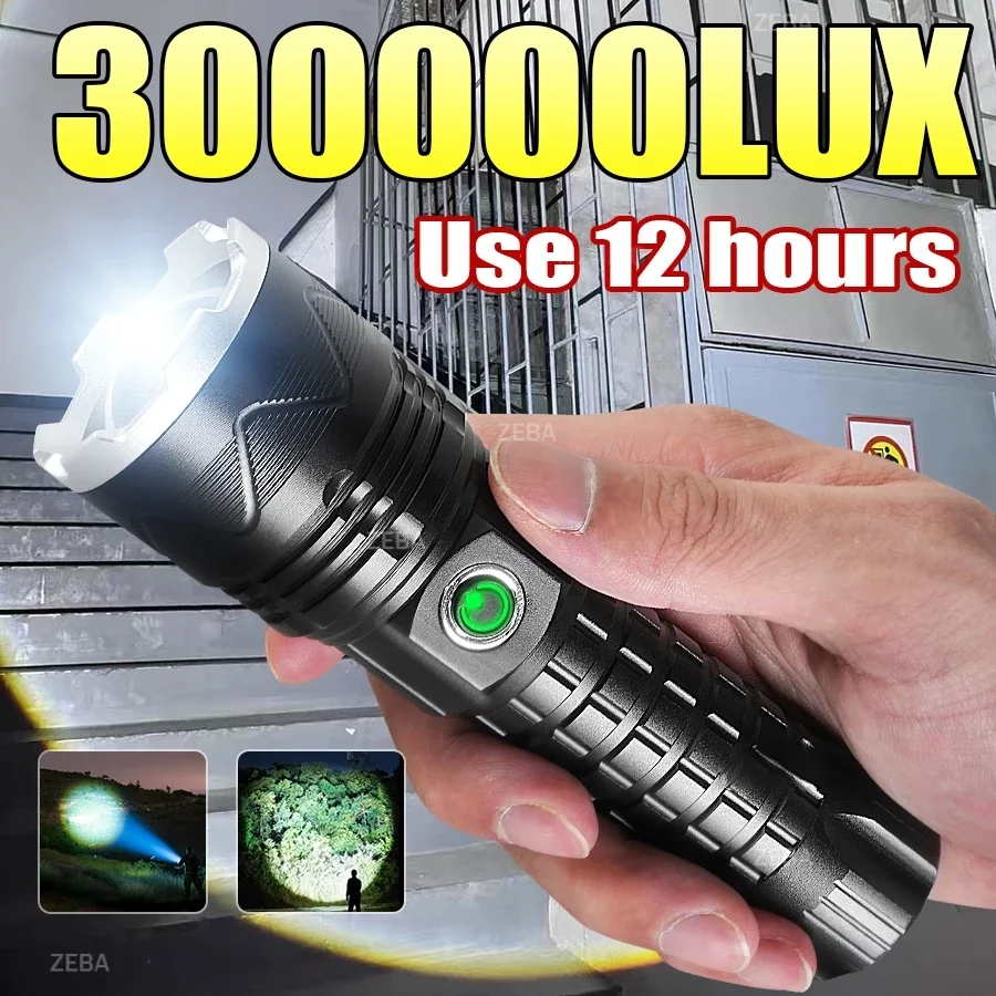 300000LM Powerful LED Flashlight Super Bright Zoom Rechargeable Type-C Convenient Flashlight Camping Hiking Lantern
300000LM Powerful LED Flashlight Super Bright Zoom Rechargeable Type-C Convenient Flashlight Camping Hiking Lantern