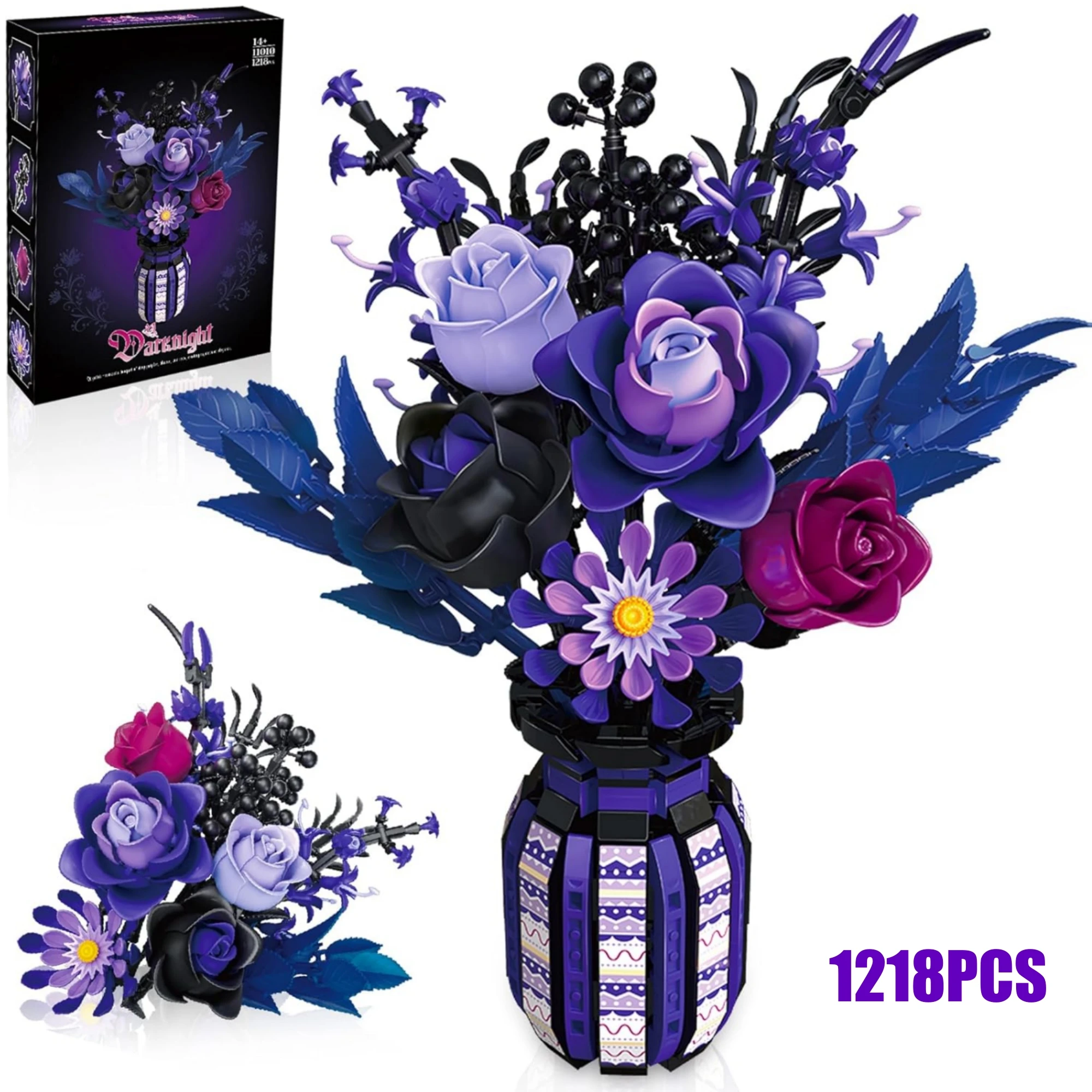 1218PCS Gothic Purple Black Rose Building Blocks Artificial Flower Bouquet With Vase Home Desktop Decoration Festival Gift Toys
1218PCS Gothic Purple Black Rose Building Blocks Artificial Flower Bouquet With Vase Home Desktop Decoration Festival Gift Toys