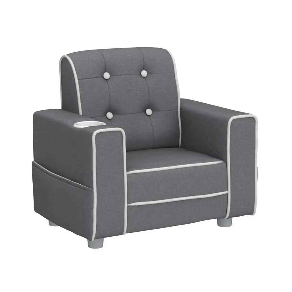Chelsea Kids Upholstered Chair with Cup Holder, Sot Grey
Chelsea Kids Upholstered Chair with Cup Holder, Sot Grey