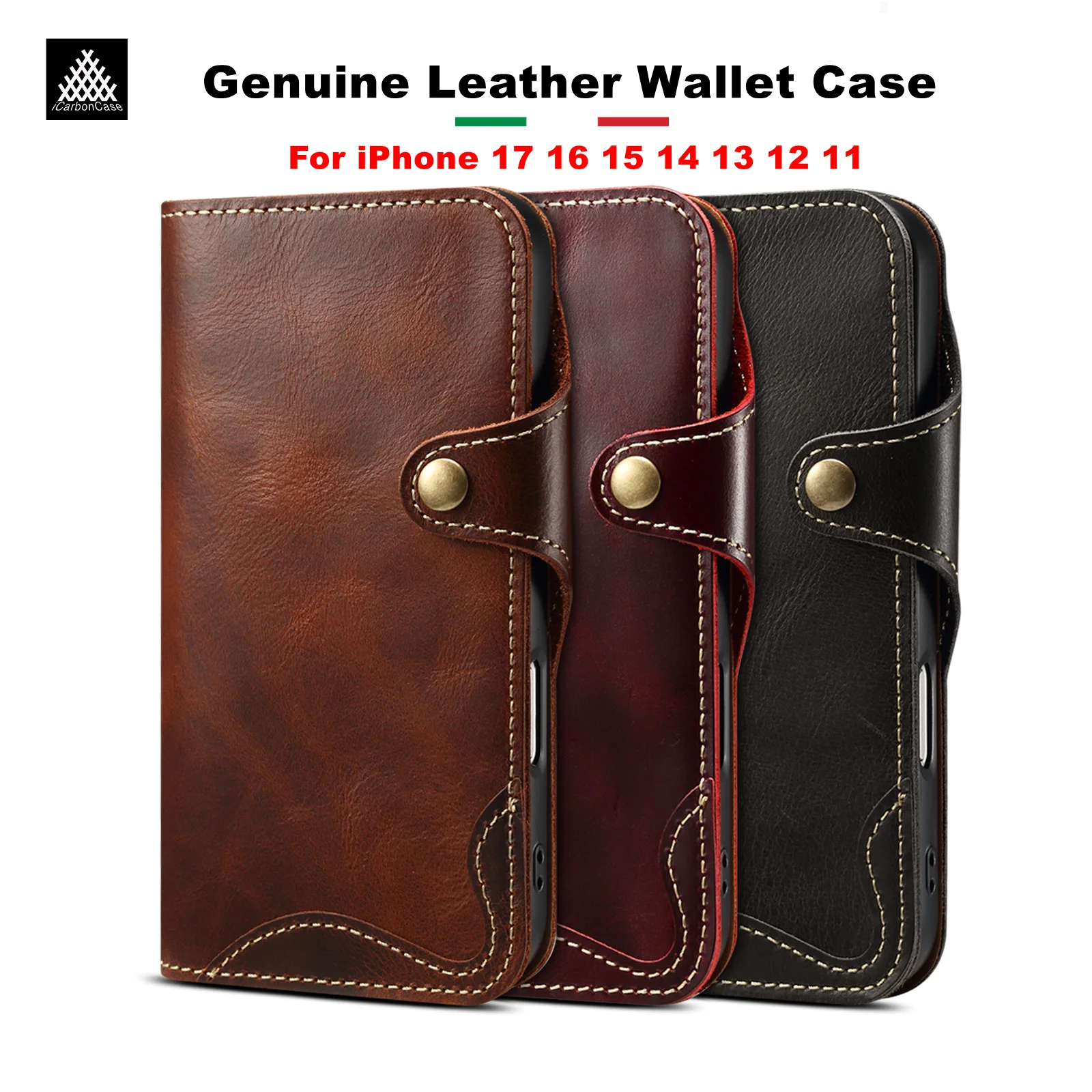 Genuine Cowhide Leather Flip Fodable Wallet Case for iPhone 17 16 15 14 13 12 11 Pro Max 17Pro 17Air 12mini 13mini with Lanyard
Genuine Cowhide Leather Flip Fodable Wallet Case for iPhone 17 16 15 14 13 12 11 Pro Max 17Pro 17Air 12mini 13mini with Lanyard