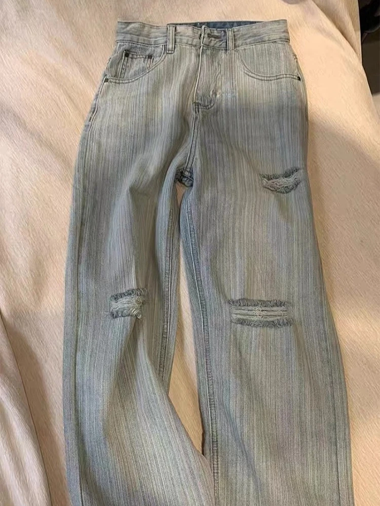 Осенние новые свободные широкие брюки с высокой талией, женские винтажные рваные универсальные прямые повседневные брюки длиной до пола
Осенние новые свободные широкие брюки с высокой талией, женские винтажные рваные универсальные прямые повседневные брюки длиной до пола