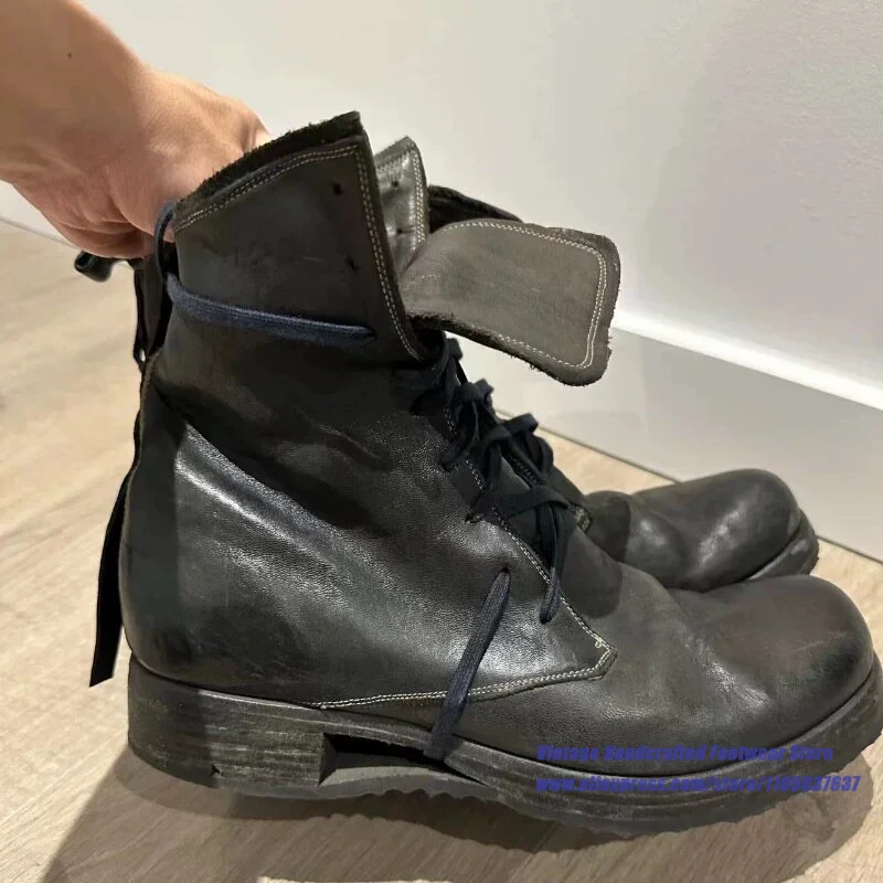 Black Leather Cross Strap Lace Up Men's Boots Round Toe Lace Up Punk Short Boots luxury Designer Handcrafted Men's Boots
Black Leather Cross Strap Lace Up Men's Boots Round Toe Lace Up Punk Short Boots luxury Designer Handcrafted Men's Boots
