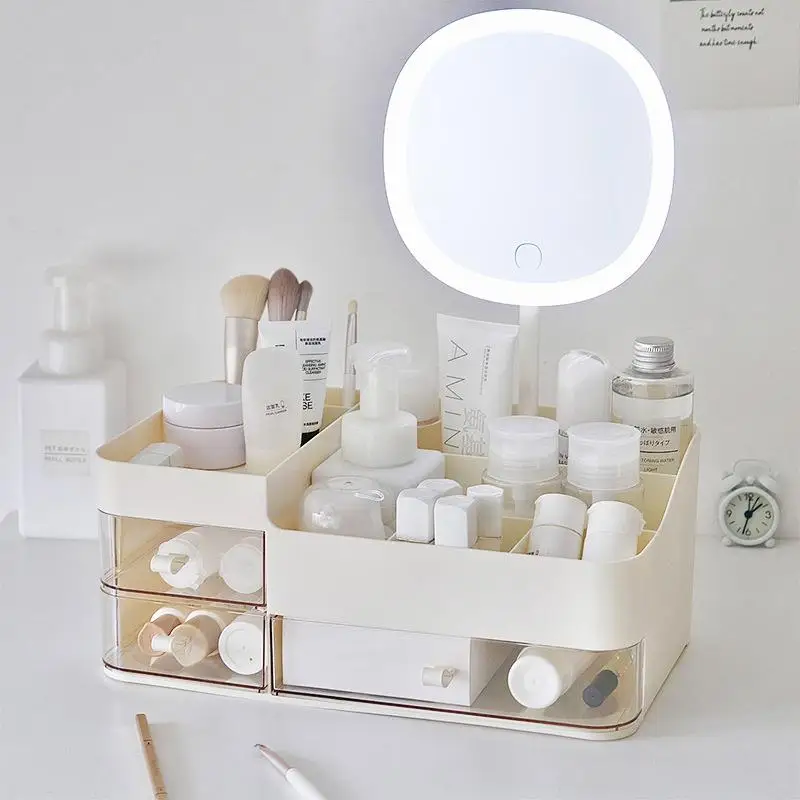 Multi-Functional Cosmetic Storage Box Desktop Makeup Desk Mirror Skin Care Organizer Rack Plastic Storage Box for Home Use
Multi-Functional Cosmetic Storage Box Desktop Makeup Desk Mirror Skin Care Organizer Rack Plastic Storage Box for Home Use