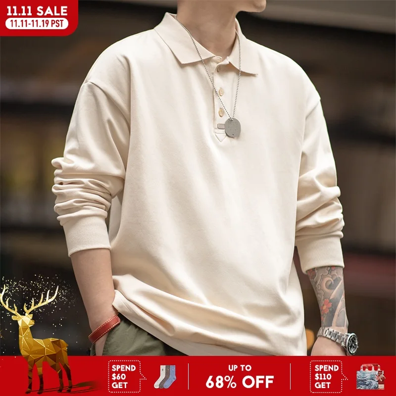 Maden весенние винтажные рубашки поло большого размера для мужчин, деловая повседневная однотонная футболка с длинными рукавами, стильные однотонные топы с лацканами
Maden весенние винтажные рубашки поло большого размера для мужчин, деловая повседневная однотонная футболка с длинными рукавами, стильные однотонные топы с лацканами
