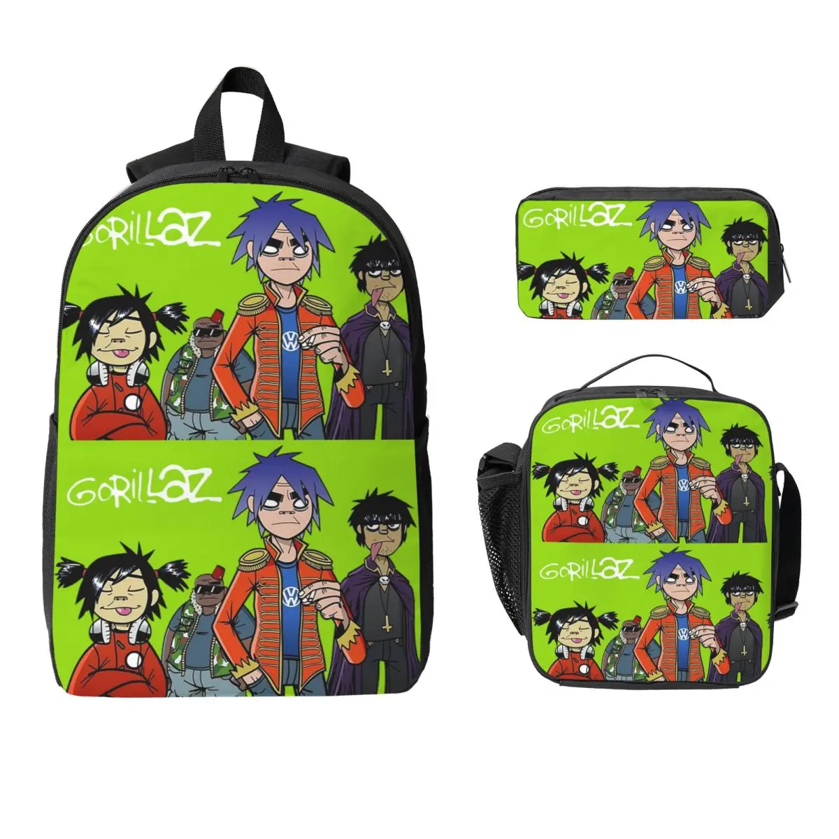 Рюкзак Gorillaz, студенческая сумка для книг для мальчиков и девочек, школьная сумка, сумки на плечо для ноутбука, 3 шт., изолированная сумка для обеда, пенал
Рюкзак Gorillaz, студенческая сумка для книг для мальчиков и девочек, школьная сумка, сумки на плечо для ноутбука, 3 шт., изолированная сумка для обеда, пенал