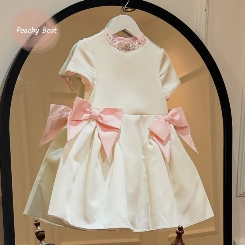 Fashion Baby Girl Princess Bow Silk Dress Infant Toddler Child Elegant Vestido Wedding Birthday Party Summer Baby Clothes 1-14Y
Fashion Baby Girl Princess Bow Silk Dress Infant Toddler Child Elegant Vestido Wedding Birthday Party Summer Baby Clothes 1-14Y