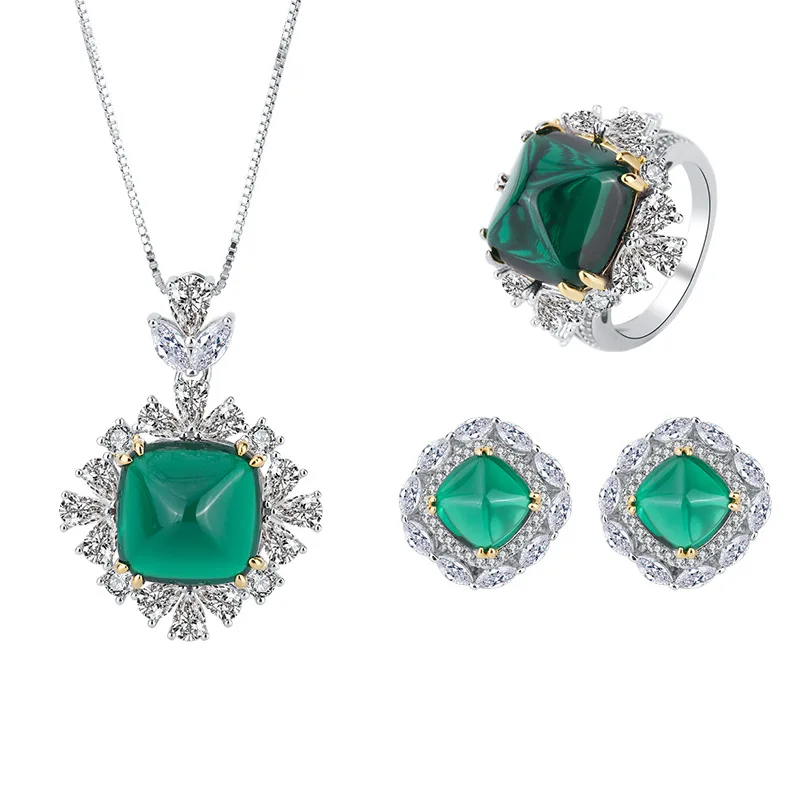 New fashion trend S925 silver inlaid 5A zircon colorful treasure emerald sugar tower full diamond pendant ring earrings ladies
New fashion trend S925 silver inlaid 5A zircon colorful treasure emerald sugar tower full diamond pendant ring earrings ladies