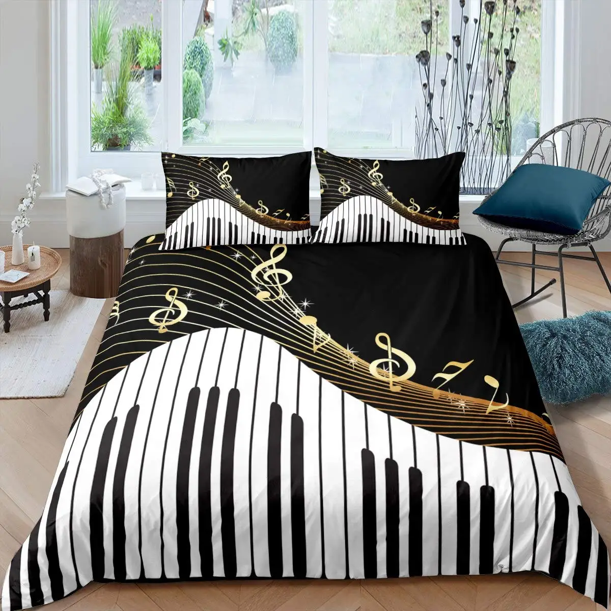 Piano Pattern Duvet Cover Classic Music Themed 2/3Pcs Bedding Set Musical Pattern Geometric Stripe King Quilt Cover
Piano Pattern Duvet Cover Classic Music Themed 2/3Pcs Bedding Set Musical Pattern Geometric Stripe King Quilt Cover