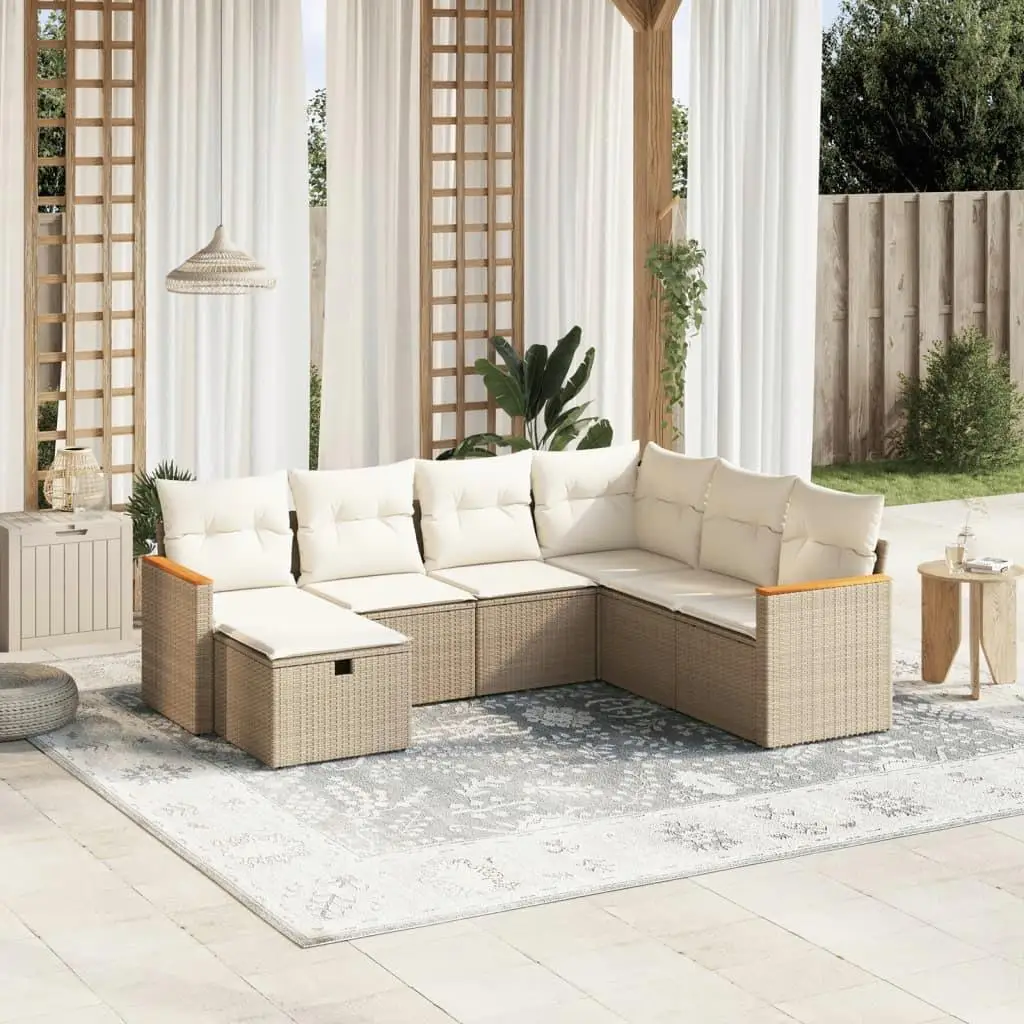 Comfortable Beige Rattan Garden Sofa Set 7 Pieces with Removable Cushion Covers Outdoor Furniture
Comfortable Beige Rattan Garden Sofa Set 7 Pieces with Removable Cushion Covers Outdoor Furniture