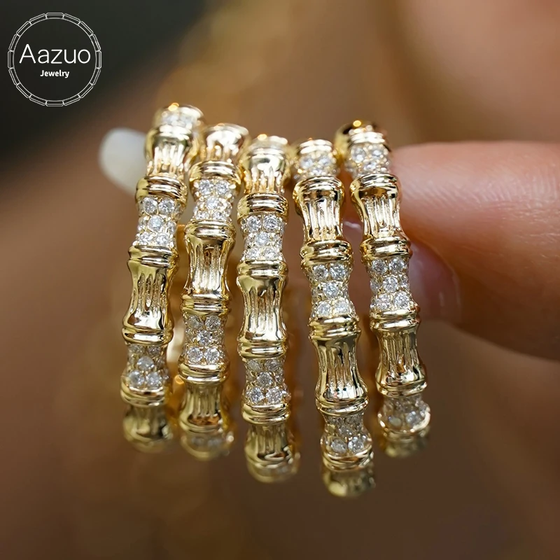 Aazuo Fine Jewelry Real 18K Yellow Gold Vintage Style Natural Diamonds Bamboo Joint Rings For Girl&Women's Birthday Party AU750
Aazuo Fine Jewelry Real 18K Yellow Gold Vintage Style Natural Diamonds Bamboo Joint Rings For Girl&Women's Birthday Party AU750