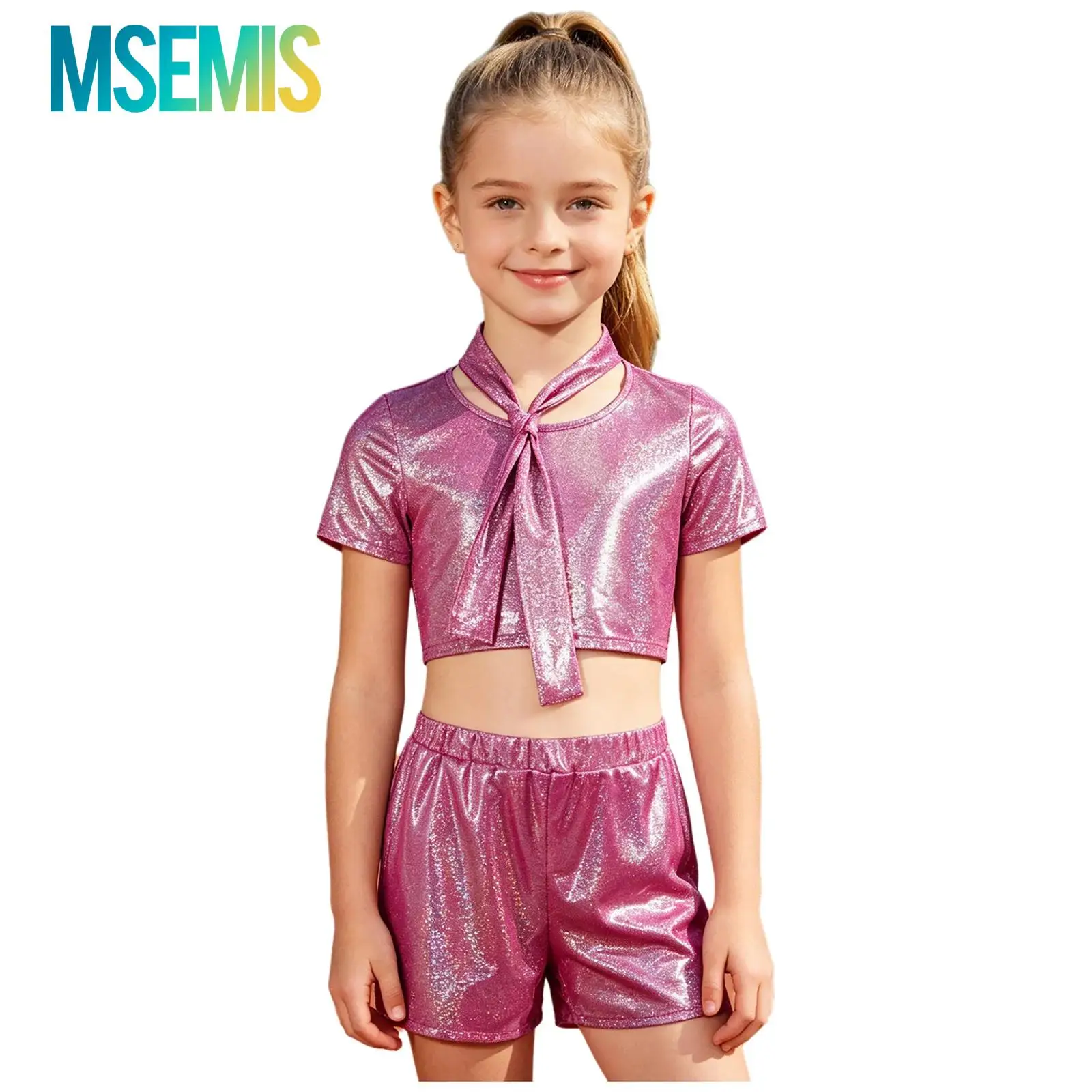 Kids Boys Girls Cheerleading Performance Costume Metallic Hip Hop Jazz Dance Outfit Short-sleeve Necktie T-shirt with Shorts
Kids Boys Girls Cheerleading Performance Costume Metallic Hip Hop Jazz Dance Outfit Short-sleeve Necktie T-shirt with Shorts