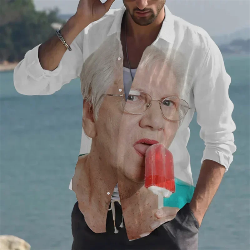 Fashionable elderly lady licking red popsicle 3D printing spring and autumn men's shirt kawaii grandma new fun popsicle top
Fashionable elderly lady licking red popsicle 3D printing spring and autumn men's shirt kawaii grandma new fun popsicle top