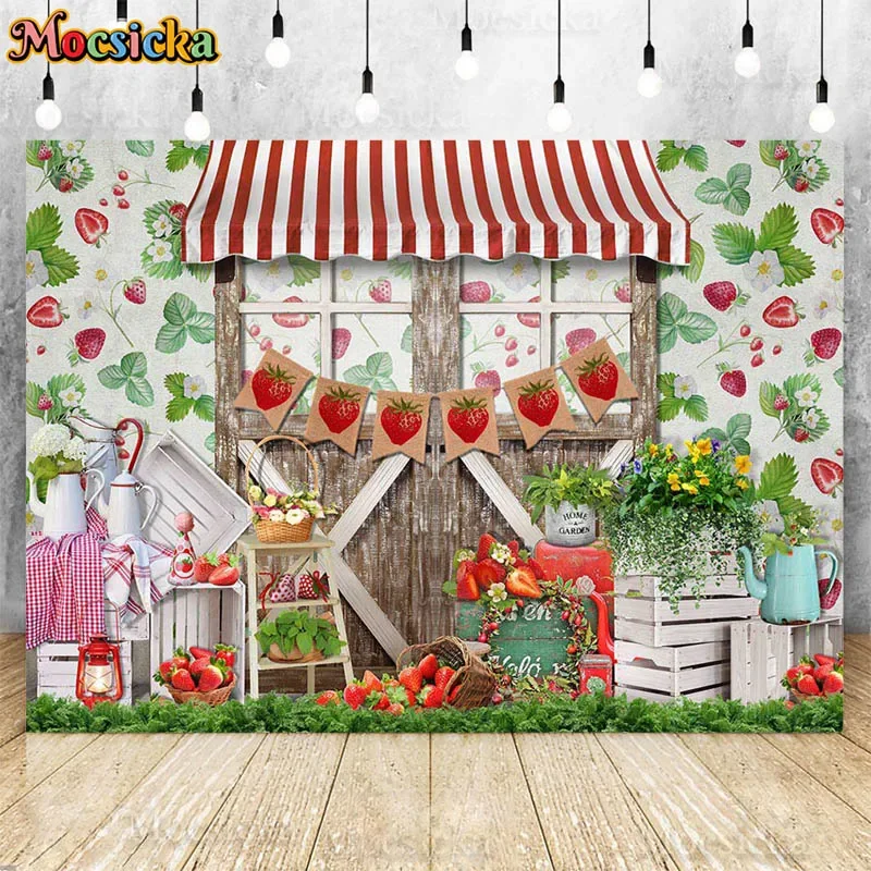 Mocsicka Strawberry Photography Backdrop Flower Farmer's Market Fruit Kids Birthday Portrait Baby Shower Background Photo Studio
Mocsicka Strawberry Photography Backdrop Flower Farmer's Market Fruit Kids Birthday Portrait Baby Shower Background Photo Studio