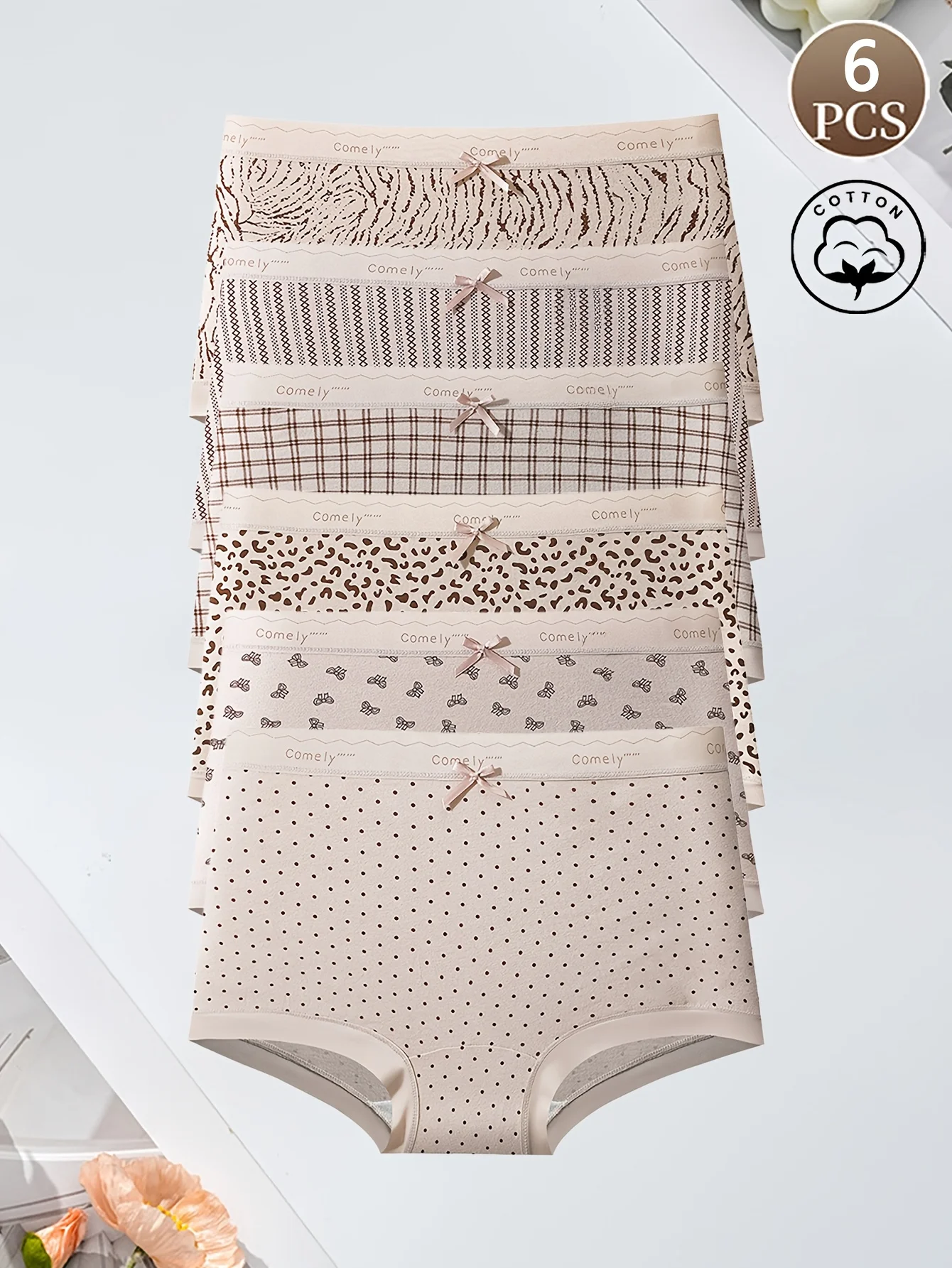 6 PCS Women's boxer briefs cotton Fashion and Sexy Leopard Pattern Panties Bow Light Soft and Comfortable Underwear Daily Sports
6 PCS Women's boxer briefs cotton Fashion and Sexy Leopard Pattern Panties Bow Light Soft and Comfortable Underwear Daily Sports