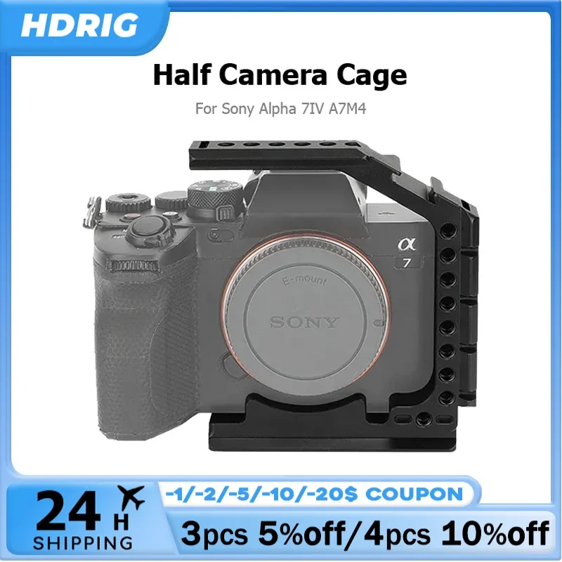 HDRIG A7M4 Alpha 7 IV Half Camera Cage for Sony Alpha 7IV A7M4 with Cold Shoe Mount, NATO Rail Connections, Arca Mount
HDRIG A7M4 Alpha 7 IV Half Camera Cage for Sony Alpha 7IV A7M4 with Cold Shoe Mount, NATO Rail Connections, Arca Mount