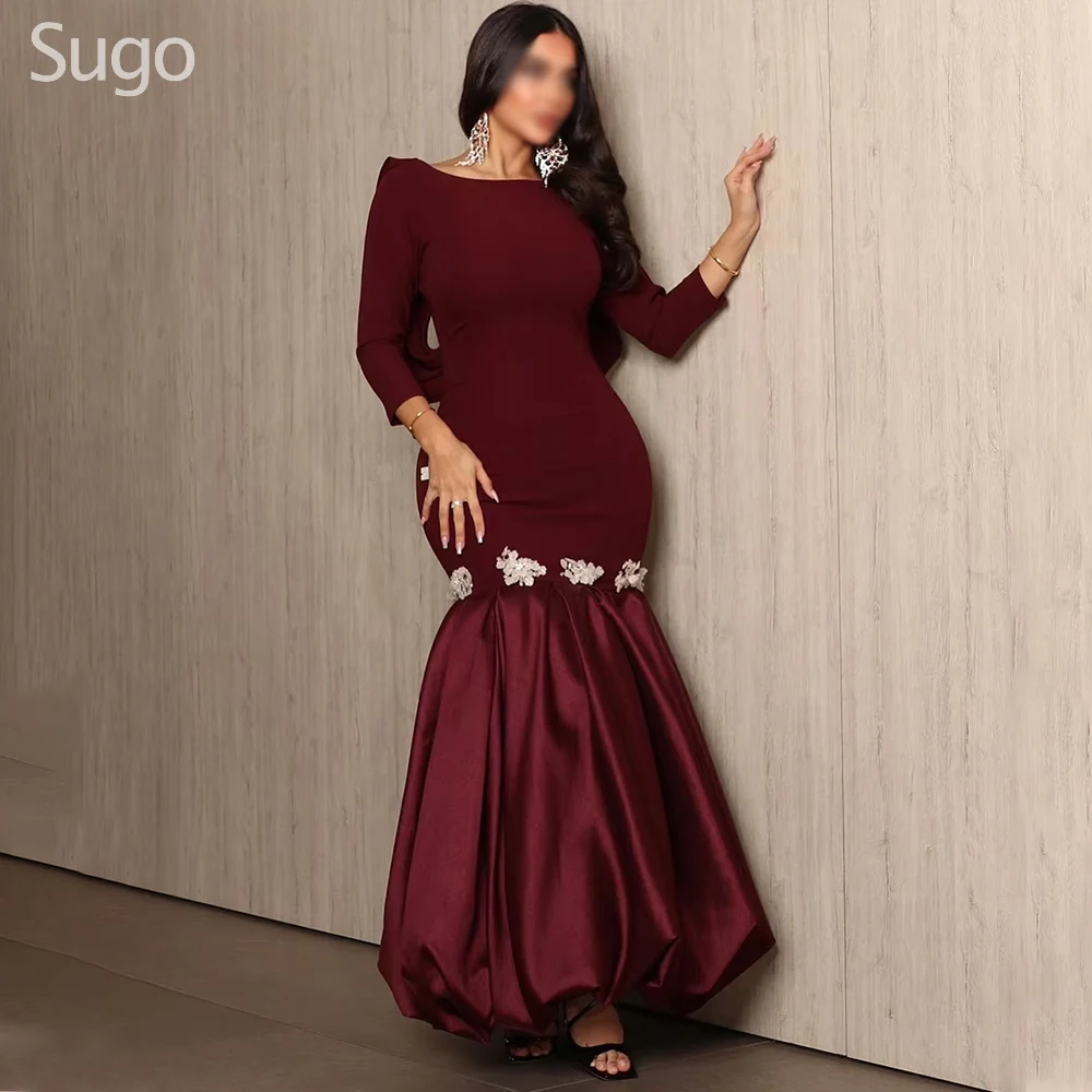 Customized Long Burgundy Evening Dresses for Special Occasion Boat Neck Mermaid Appliques Dubai Women Gala Party Dress 2025
Customized Long Burgundy Evening Dresses for Special Occasion Boat Neck Mermaid Appliques Dubai Women Gala Party Dress 2025