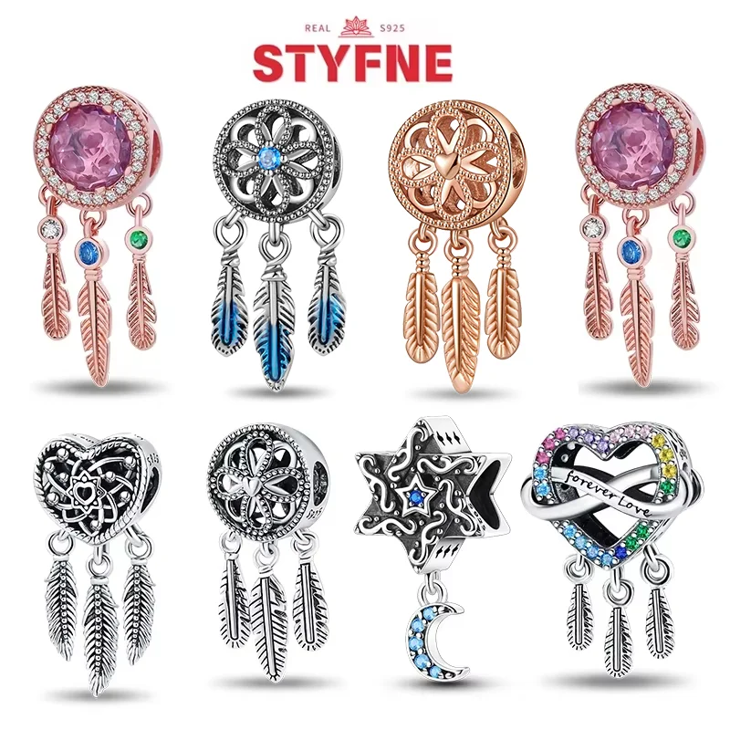 S925 Silver Stars Pattern Moon Shape Dreamcatcher Charm Heart Love Beads Fit Original Bracelet for Women DIY Fine Gift
S925 Silver Stars Pattern Moon Shape Dreamcatcher Charm Heart Love Beads Fit Original Bracelet for Women DIY Fine Gift