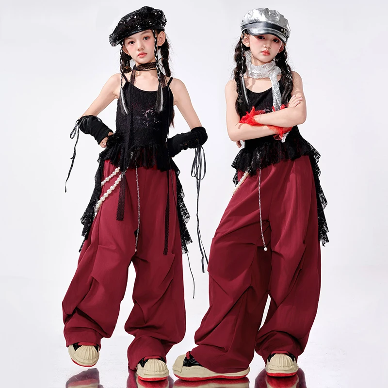 Jazz Dance Clothes Street Dance Hip Hop For Girls Black Ribbon Lace Top Red Pants Music Festival Catwalk Performance Outfit 2195
Jazz Dance Clothes Street Dance Hip Hop For Girls Black Ribbon Lace Top Red Pants Music Festival Catwalk Performance Outfit 2195