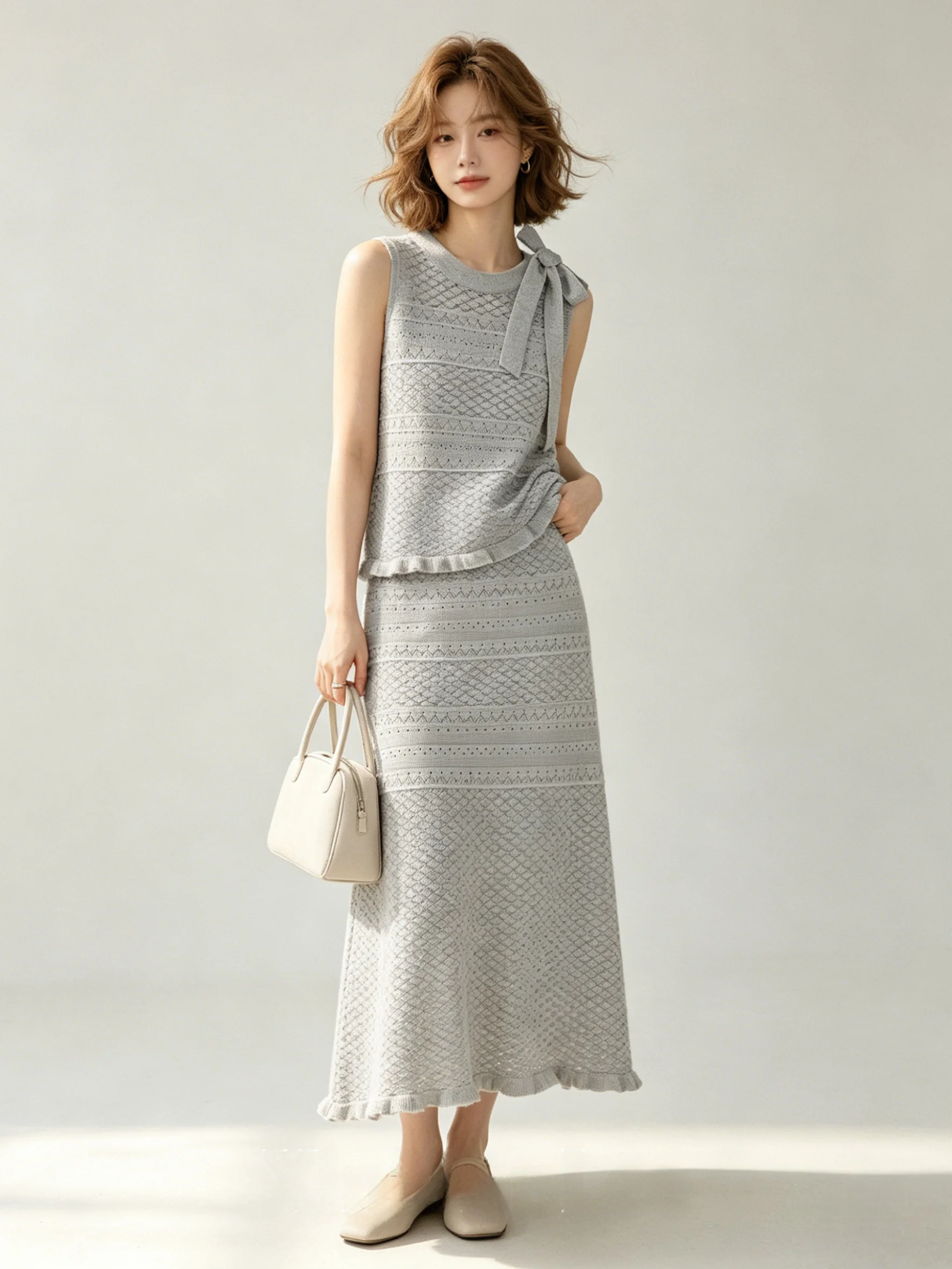 Elegant Hollow out Knitted Vest Summer High Waist Skirt Skin Friendly Two Piece Set Age Defying Breathable Korean Style Women...
Elegant Hollow out Knitted Vest Summer High Waist Skirt Skin Friendly Two Piece Set Age Defying Breathable Korean Style Women...