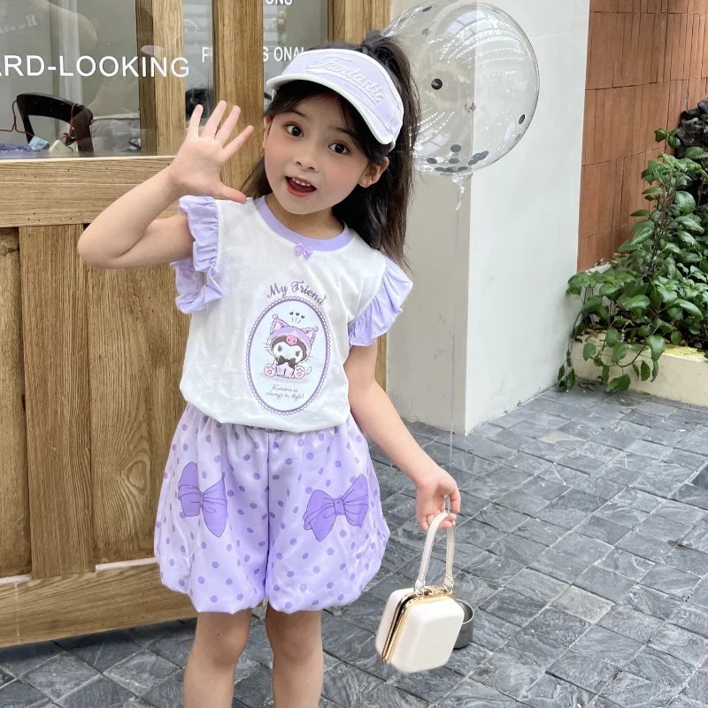 Cute Kuromi Melody Summer Clothing Sets for Kids Baby Girls Outfits Children's Short Sleeve T Shirt + Elastic Waist Shorts 2pcs
Cute Kuromi Melody Summer Clothing Sets for Kids Baby Girls Outfits Children's Short Sleeve T Shirt + Elastic Waist Shorts 2pcs