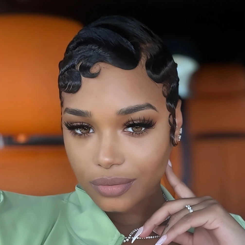 Короткие кудрявые волнистые парики из натуральных волос для женщин, полностью машинной работы, парик с эффектом Finger Wave, плотность 150%
Короткие кудрявые волнистые парики из натуральных волос для женщин, полностью машинной работы, парик с эффектом Finger Wave, плотность 150%