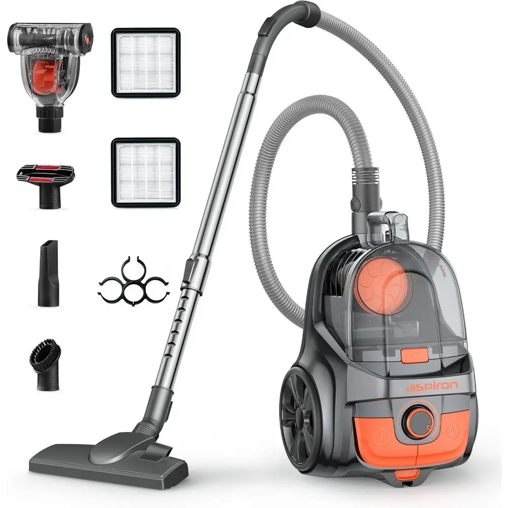 Canister Vacuum, Upgraded 1600W BaglCanister Vacuum Cleaner, Auto Cord Rewind, H13 HEPA ilter, 4Qt Large acity, 5 Tools or Hard
Canister Vacuum, Upgraded 1600W BaglCanister Vacuum Cleaner, Auto Cord Rewind, H13 HEPA ilter, 4Qt Large acity, 5 Tools or Hard