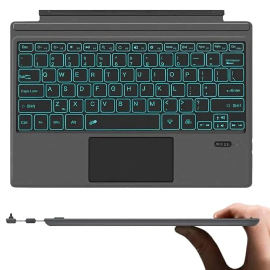 Wireless Keyboard Type Cover with Trackpad for Microsoft Surface Pro 7/6/5/4/3: Ultra-Slim LED Backlit 7 Colors,Rechargeable, M
Wireless Keyboard Type Cover with Trackpad for Microsoft Surface Pro 7/6/5/4/3: Ultra-Slim LED Backlit 7 Colors,Rechargeable, M