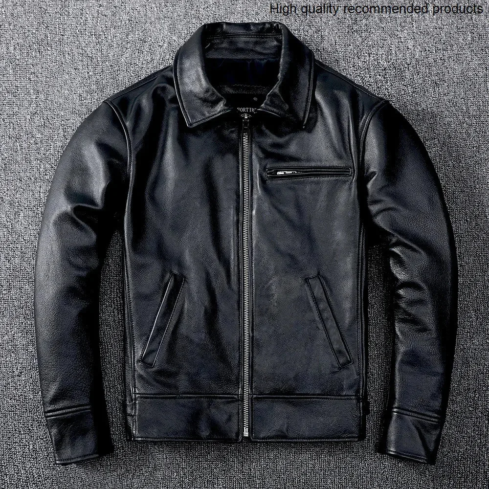 top layer cowhide genuine New leather jacket for men young men slim fit lapel casual leather jacket
top layer cowhide genuine New leather jacket for men young men slim fit lapel casual leather jacket