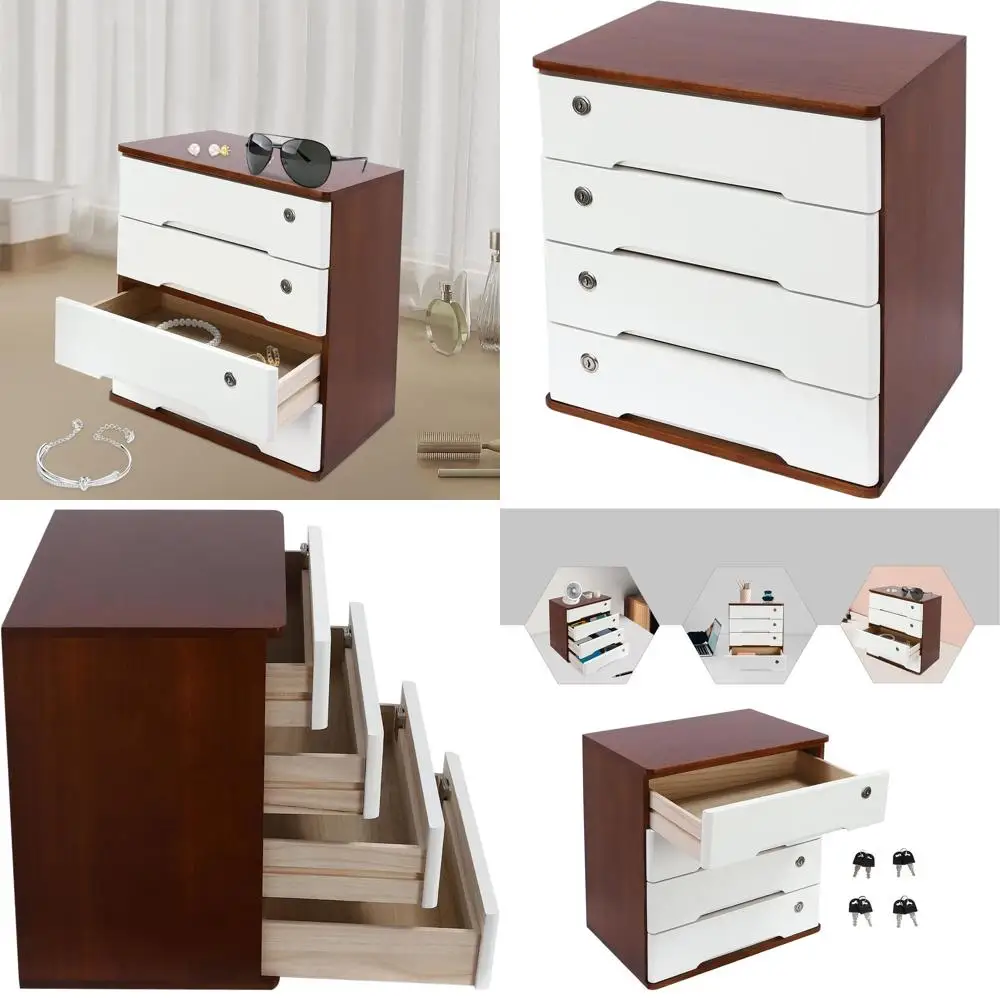 4-Drawer Lockable Wood Desk Organizer, Home Office Tabletop Storage Cabinet, Dark Brown & White, 15.75x11.02x15.94
4-Drawer Lockable Wood Desk Organizer, Home Office Tabletop Storage Cabinet, Dark Brown & White, 15.75x11.02x15.94