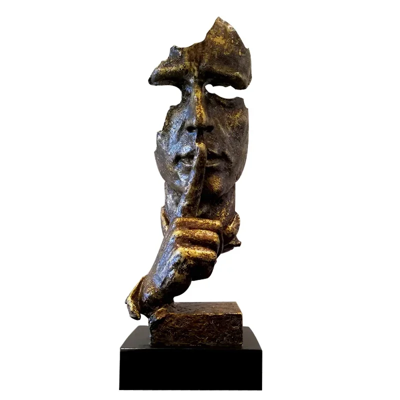 Retro Imitation Bronze Abstract Silence Is Gold Character Sculptured Ornaments Study Home
Retro Imitation Bronze Abstract Silence Is Gold Character Sculptured Ornaments Study Home