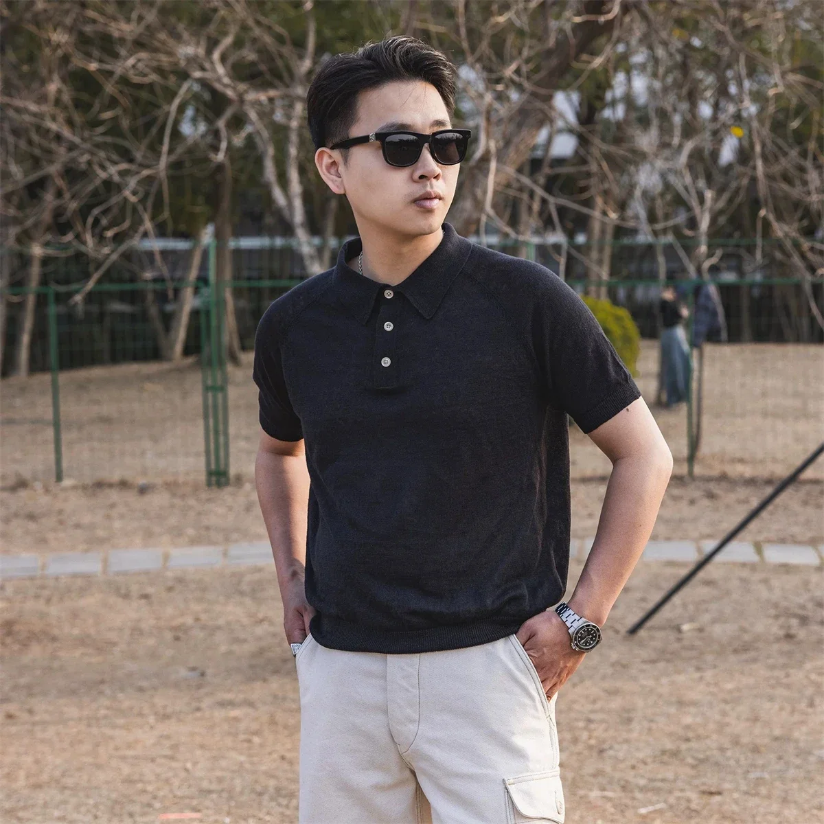 Red Tornado 100% Linen Knit Polo Shirt Black Old Money Style Men's Summer Casual Tee
Red Tornado 100% Linen Knit Polo Shirt Black Old Money Style Men's Summer Casual Tee