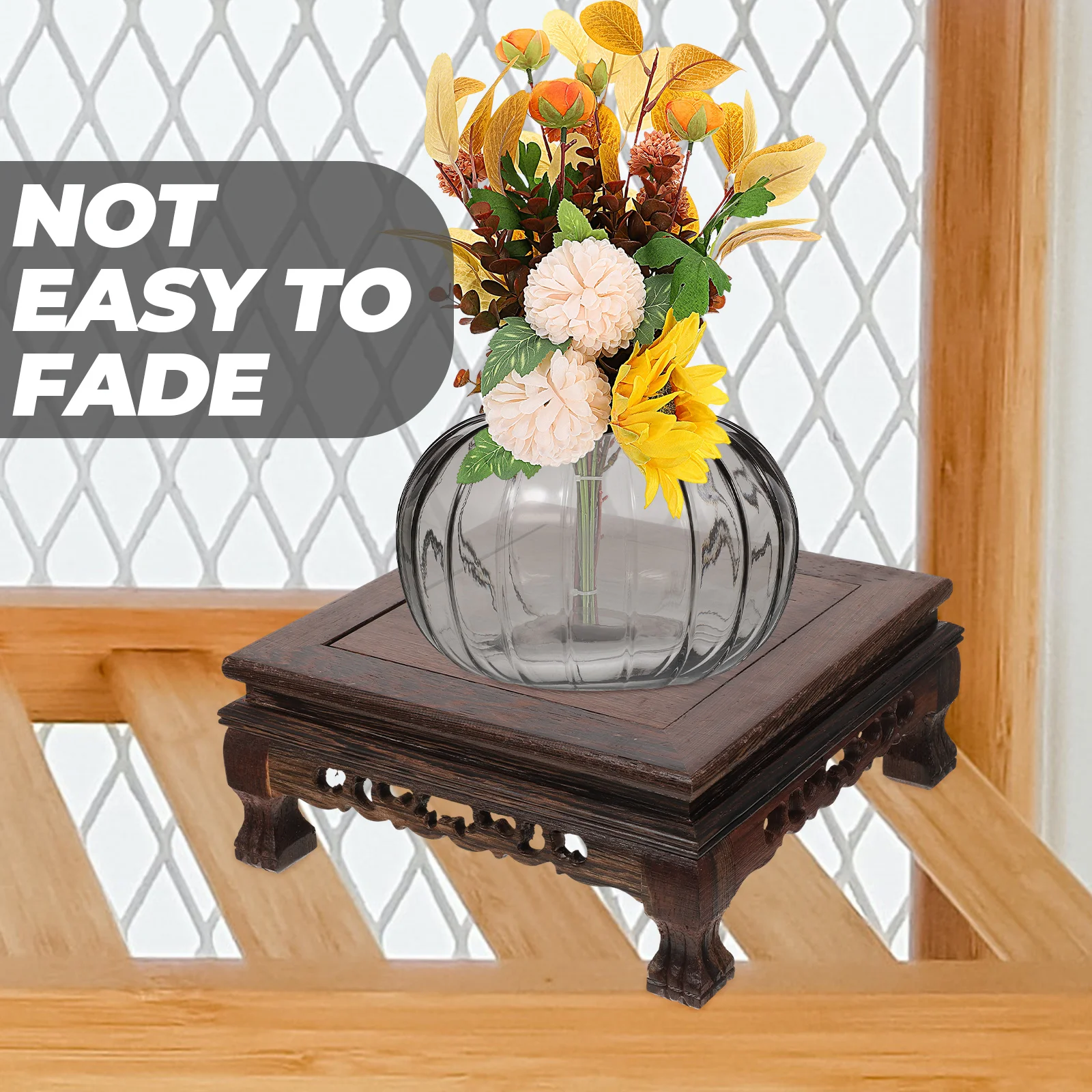 Wood Carving Ornaments Flower Pot Holder Vase Display Stand Pedestal Base Sculpture Chinese Style Small for Decor Plant Rack
Wood Carving Ornaments Flower Pot Holder Vase Display Stand Pedestal Base Sculpture Chinese Style Small for Decor Plant Rack