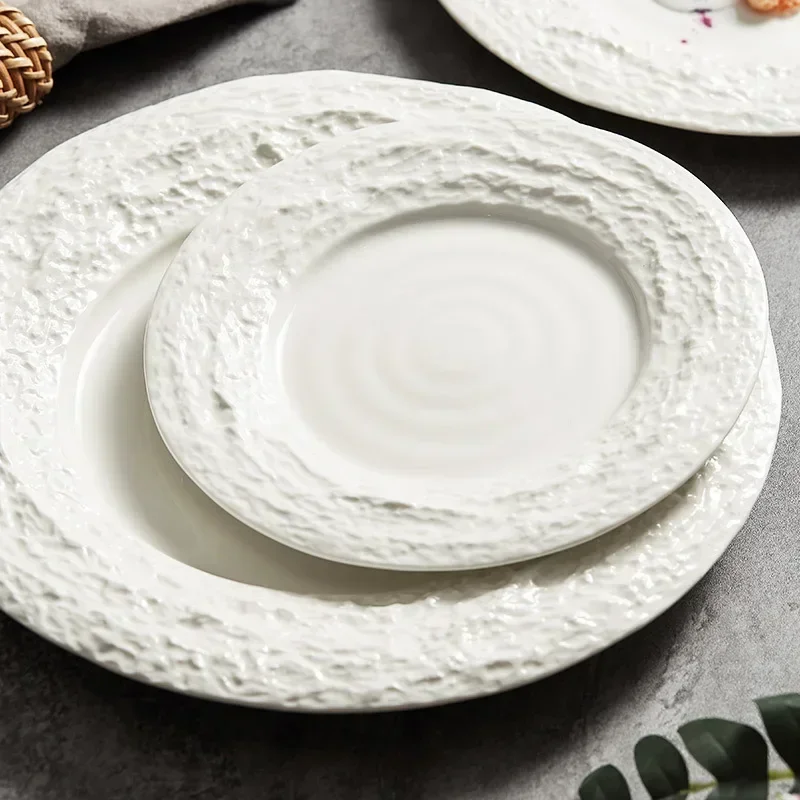 White Ceramic Western Cuisine Plate, Household Fish Plate, Rock Texture Dessert Plate, Creative High-end Restaurant Tableware
White Ceramic Western Cuisine Plate, Household Fish Plate, Rock Texture Dessert Plate, Creative High-end Restaurant Tableware