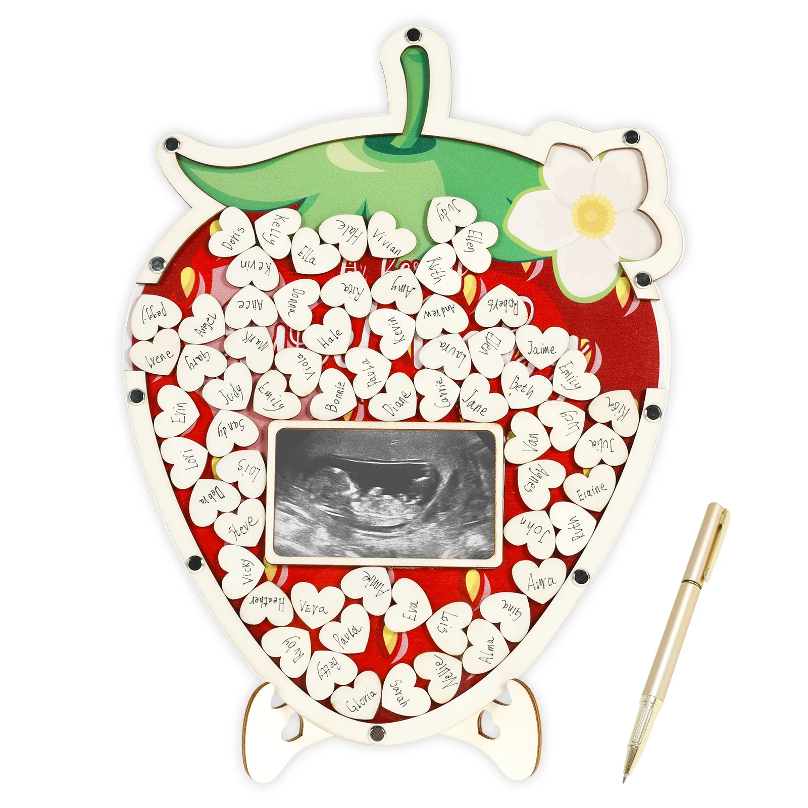 Strawberry Shaped Baby Shower Guest Book with 60 Heart Slices Pen and Stand Wooden Guest Book Alternative Baby Shower Decoration
Strawberry Shaped Baby Shower Guest Book with 60 Heart Slices Pen and Stand Wooden Guest Book Alternative Baby Shower Decoration