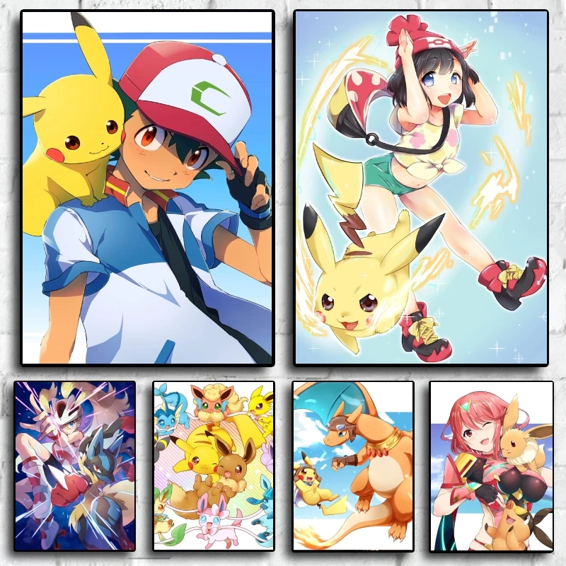 Japanese Classic Anime Canvas Paintings Ash Ketchum Pikachu Cartoon Character Poster with A Playful Image Adds Fun To Your Home
Japanese Classic Anime Canvas Paintings Ash Ketchum Pikachu Cartoon Character Poster with A Playful Image Adds Fun To Your Home