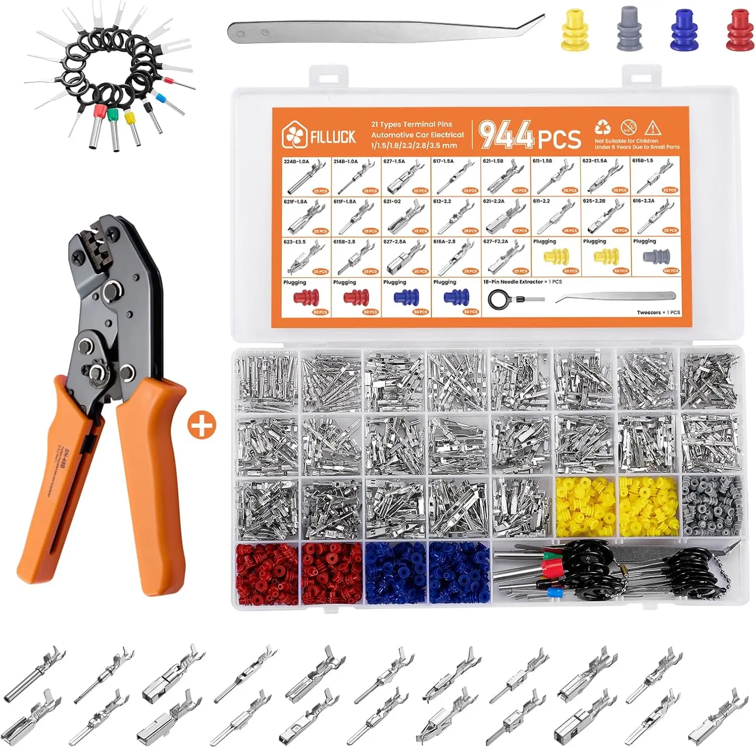 Комплект контактных разъемов, 945 шт., автомобильные разъемы для проводов, неизолированные, 21 тип, 1-3,5 мм, инструмент для обжима с храповым механизмом 16-22 AWG
Комплект контактных разъемов, 945 шт., автомобильные разъемы для проводов, неизолированные, 21 тип, 1-3,5 мм, инструмент для обжима с храповым механизмом 16-22 AWG