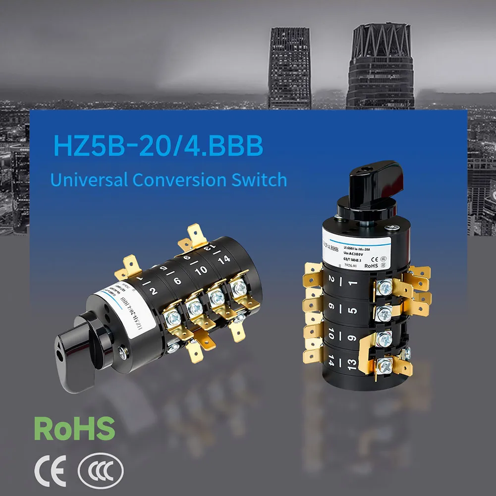 Industrial Rotary Selector HZ5B-20/4 with Knob Handle Smooth Operation and High Temperature Resistant Flame Retardant Housing
Industrial Rotary Selector HZ5B-20/4 with Knob Handle Smooth Operation and High Temperature Resistant Flame Retardant Housing