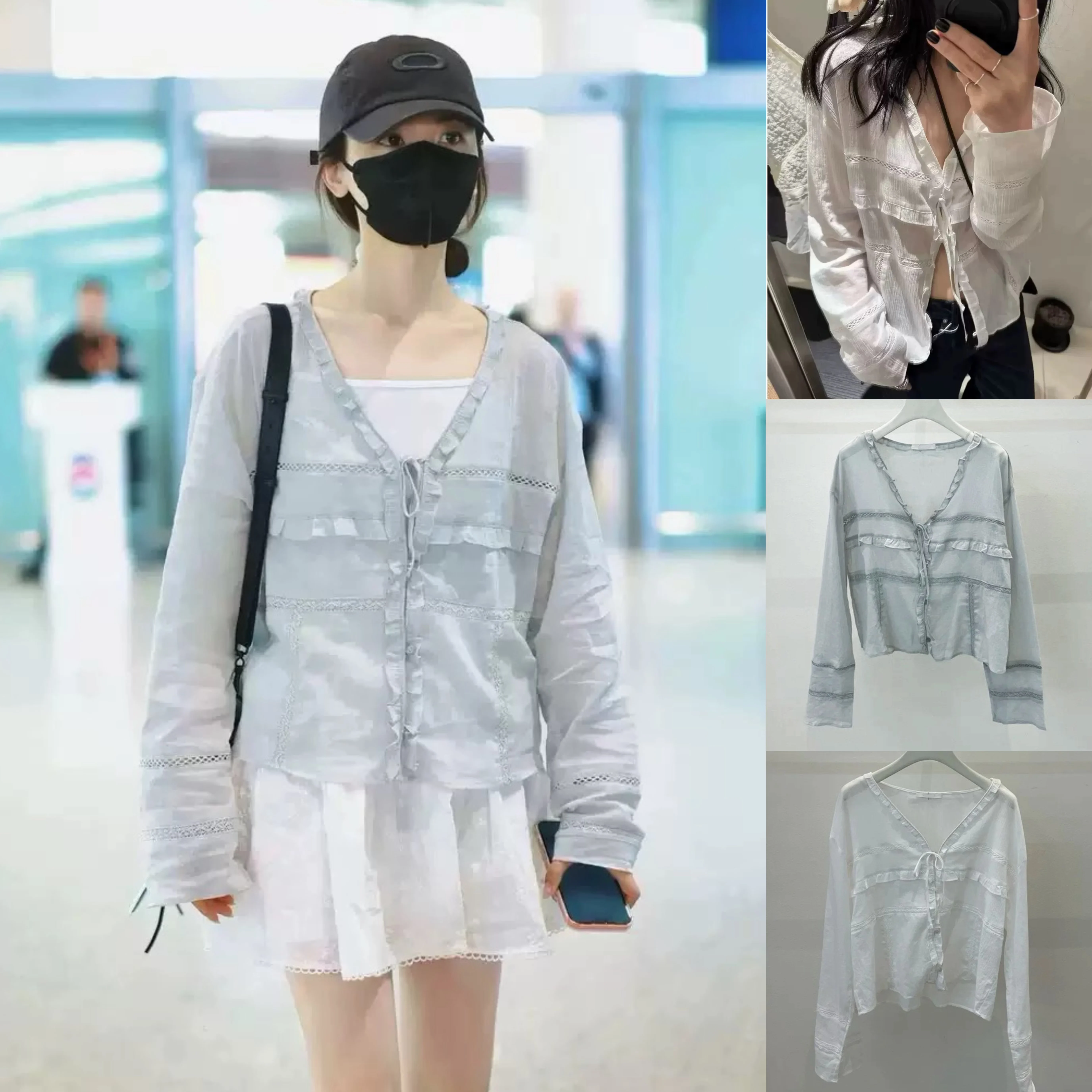 Loose Long Sleeve V-Neck Shirt with Bow Tie Light And Thin Women's Korean Style Cotton Blend Sun Protection Top
Loose Long Sleeve V-Neck Shirt with Bow Tie Light And Thin Women's Korean Style Cotton Blend Sun Protection Top