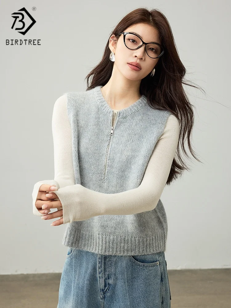 Birdtree 31,9% вязаный жилет из овечьей шерсти, женские модные однотонные топы без рукавов на молнии, осенний свободный серый жилет 2025 T59013JF
Birdtree 31,9% вязаный жилет из овечьей шерсти, женские модные однотонные топы без рукавов на молнии, осенний свободный серый жилет 2025 T59013JF