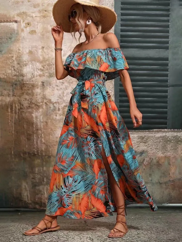 Women's Casual Printed Dress, Beach Style, Puff Sleeve, High Waist, A-line Dress, Ruffles, Party Dress, Summer Fashion, 2024
Women's Casual Printed Dress, Beach Style, Puff Sleeve, High Waist, A-line Dress, Ruffles, Party Dress, Summer Fashion, 2024