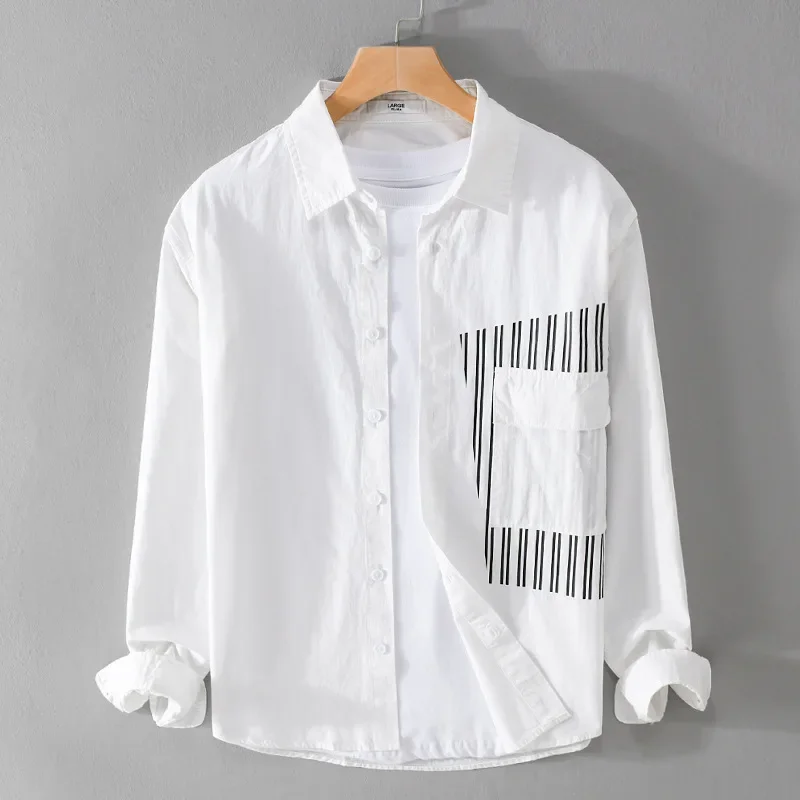 Men's Niche Personalized Patchwork Striped Long Sleeved Shirt, Spring and Autumn Comfortable Casual Coat
Men's Niche Personalized Patchwork Striped Long Sleeved Shirt, Spring and Autumn Comfortable Casual Coat