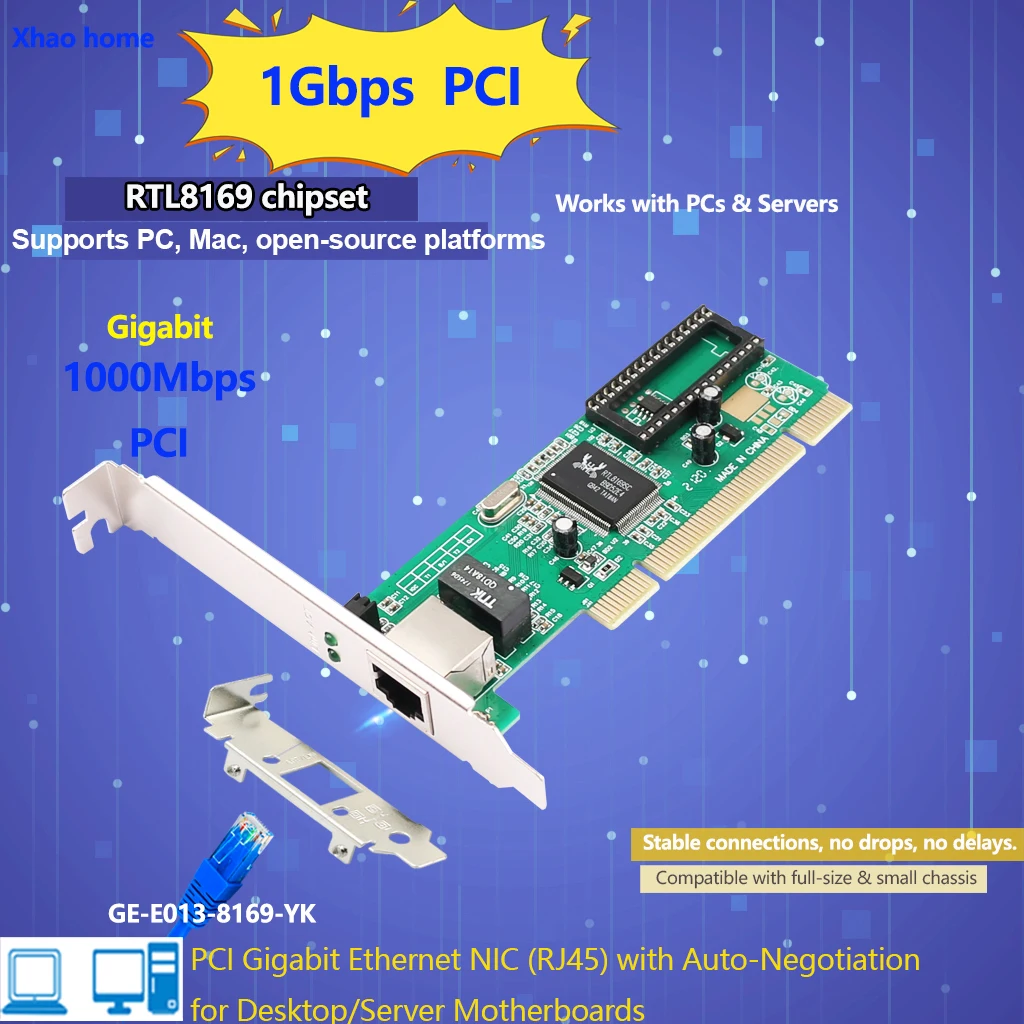 Гигабитная сетевая карта Pci для чипа Intel Rtl8169, однопортовый Ethernet-адаптер Rj45 для настольных ПК, 10/100/1000 Мбит/с, большие/маленькие корпуса
Гигабитная сетевая карта Pci для чипа Intel Rtl8169, однопортовый Ethernet-адаптер Rj45 для настольных ПК, 10/100/1000 Мбит/с, большие/маленькие корпуса