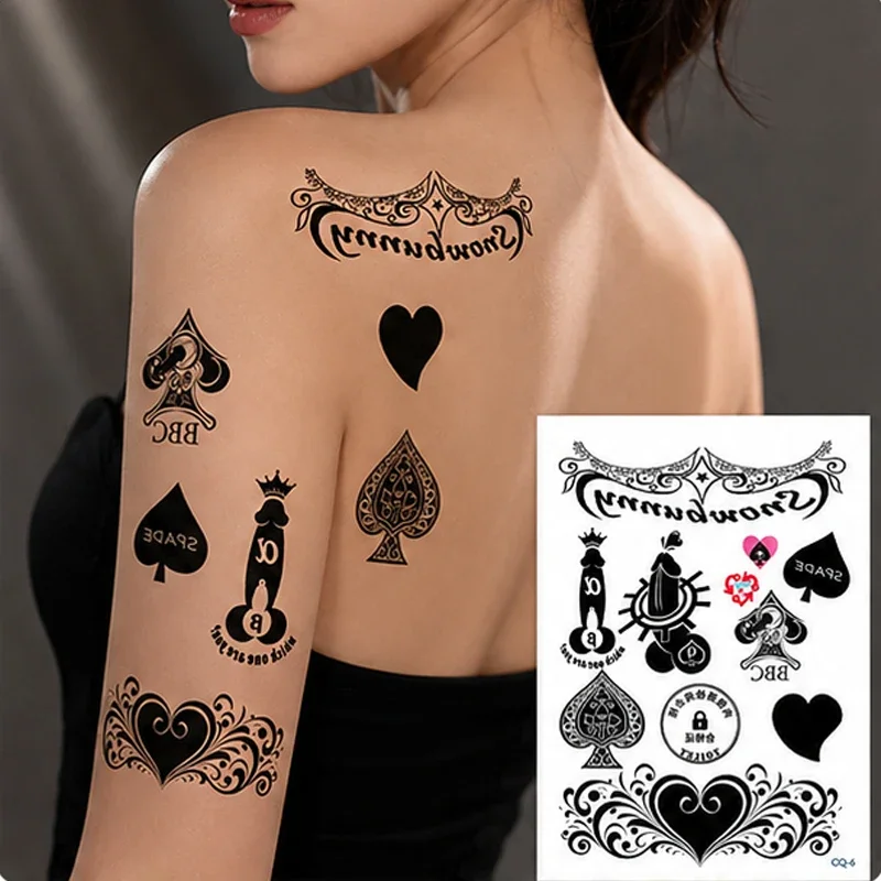 Queen of Spades Temporary Tattoo Sticker, Waterproof Poker Card Heart Crown Body Art for Women, Gothic Arm Shoulder Fake Tattoo
Queen of Spades Temporary Tattoo Sticker, Waterproof Poker Card Heart Crown Body Art for Women, Gothic Arm Shoulder Fake Tattoo