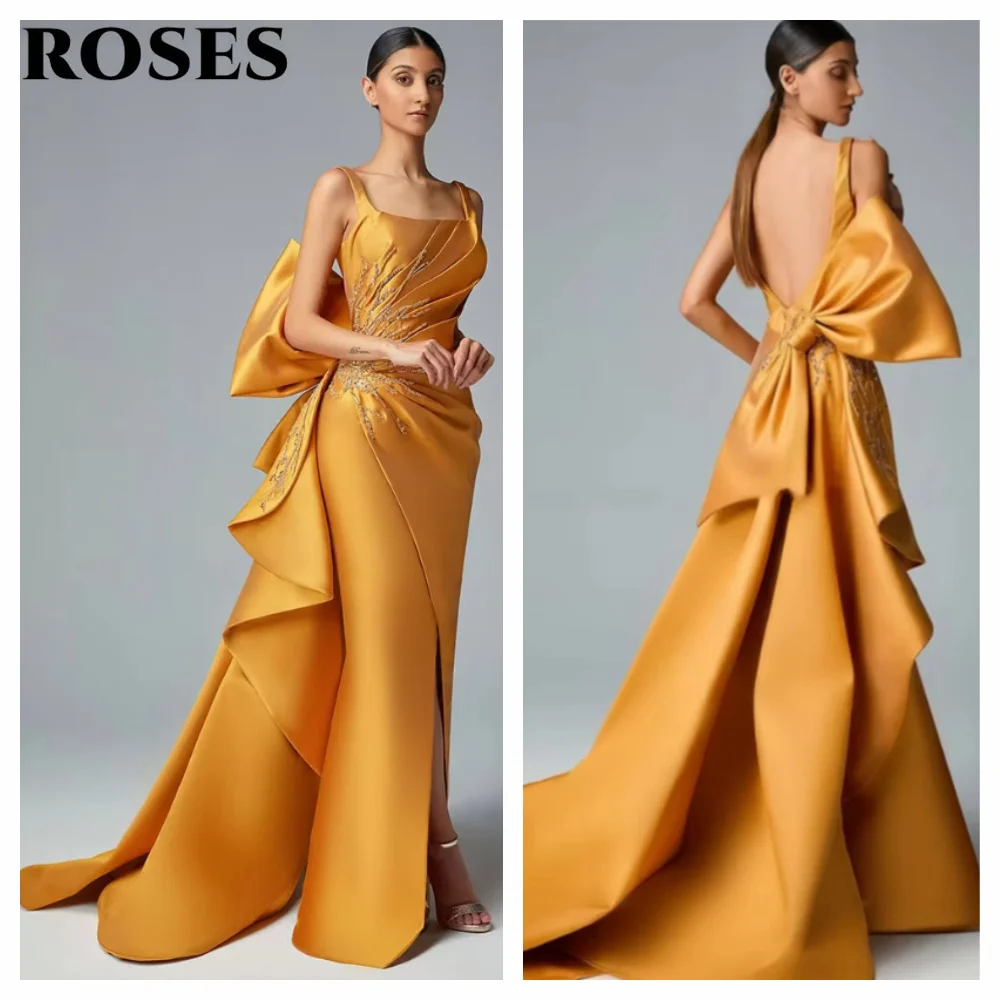 ROSES Glamorous Golden Prom Dress Sleeveless Backless فساتين السهرة with Dramatic Bow and Embellishments Party Dress Customized
ROSES Glamorous Golden Prom Dress Sleeveless Backless فساتين السهرة with Dramatic Bow and Embellishments Party Dress Customized