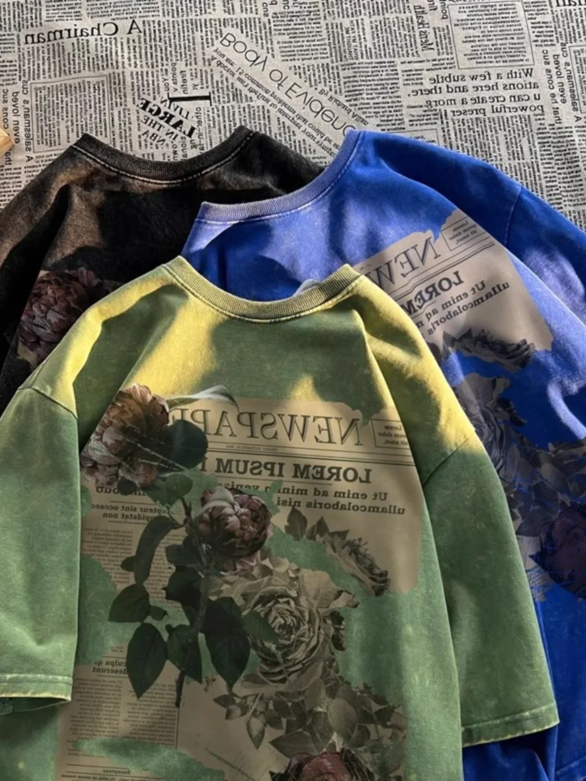 2024 Summer vintage Rose Print Aesthetic Short Sleeved T-shirt Japanese Casual Loose Streetwear Trendy Couple Graphic T Shirts
2024 Summer vintage Rose Print Aesthetic Short Sleeved T-shirt Japanese Casual Loose Streetwear Trendy Couple Graphic T Shirts