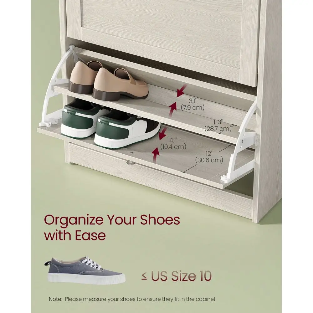 Shoe Cabinet With 3 Flip Drawers, Shoe Storage Cabinet, Adjustable And Removable Dividers, Holds Up To 18 Pairs Of Shoes, Entry
Shoe Cabinet With 3 Flip Drawers, Shoe Storage Cabinet, Adjustable And Removable Dividers, Holds Up To 18 Pairs Of Shoes, Entry