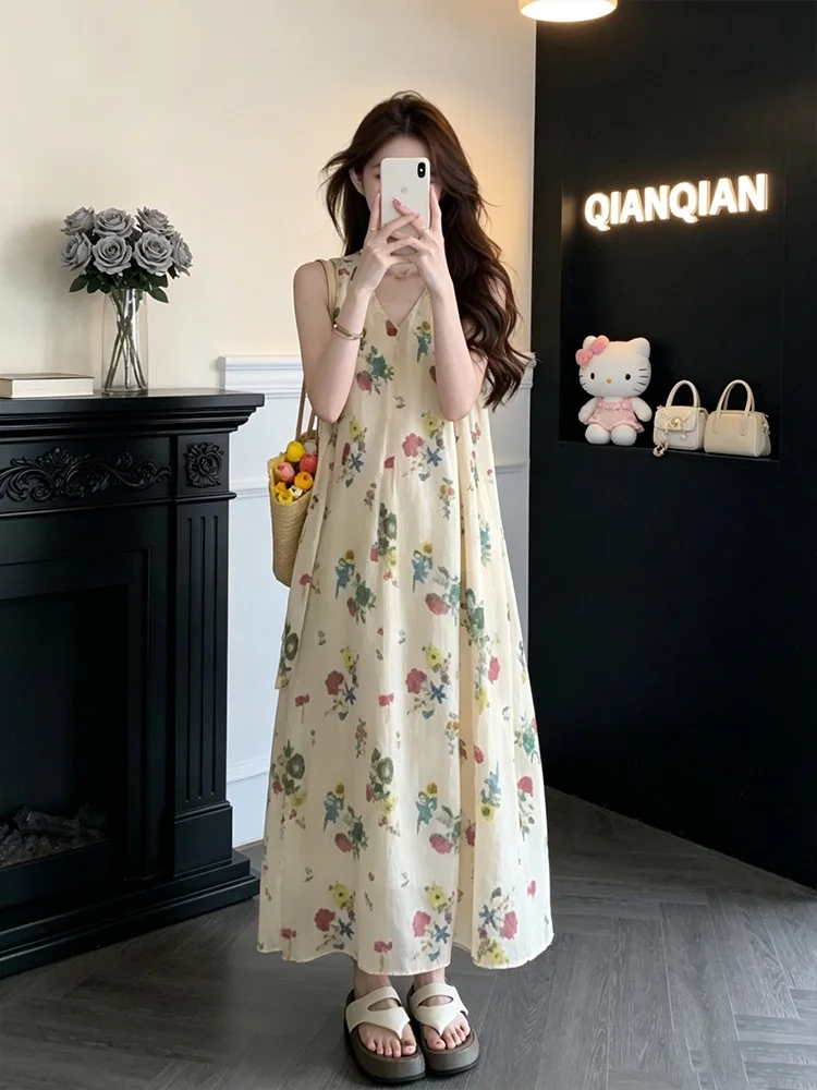Summer New Women's V-neck Sleeveless Long Dress Loose Wide Leg A-line Vest Dress Casual Lazy Style Printed Polyester Fiber
Summer New Women's V-neck Sleeveless Long Dress Loose Wide Leg A-line Vest Dress Casual Lazy Style Printed Polyester Fiber