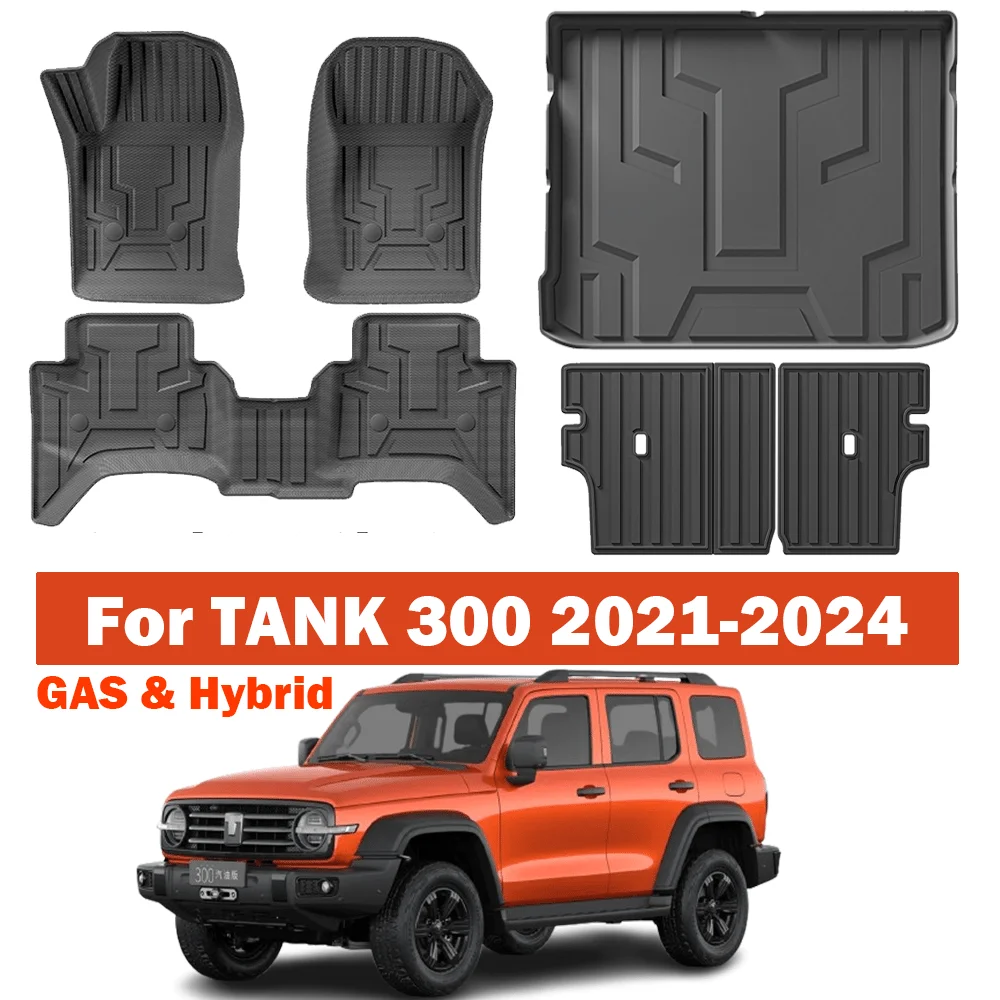 For GWM WEY TANK 300 2024 2023 2022 2021 TPE Floor Mats (Gas & Hybrid), All Weather Waterproof Full Set Trunk Mats & Cargo Liner
For GWM WEY TANK 300 2024 2023 2022 2021 TPE Floor Mats (Gas & Hybrid), All Weather Waterproof Full Set Trunk Mats & Cargo Liner
