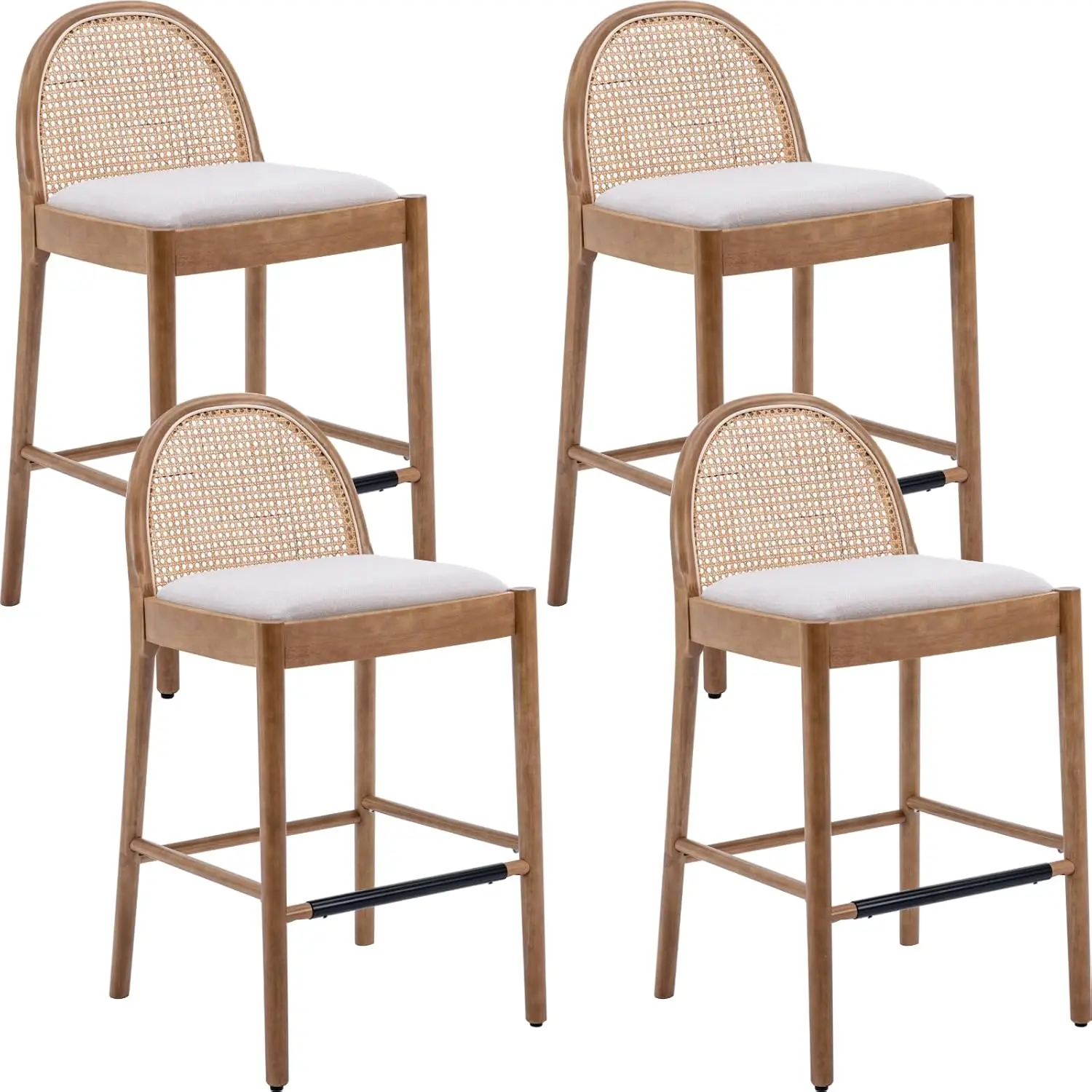 Mid-Century Rattan Back Linen Counter Height Bar Stool Set 30in Wood Leg Kitchen Dining, Customized
Mid-Century Rattan Back Linen Counter Height Bar Stool Set 30in Wood Leg Kitchen Dining, Customized